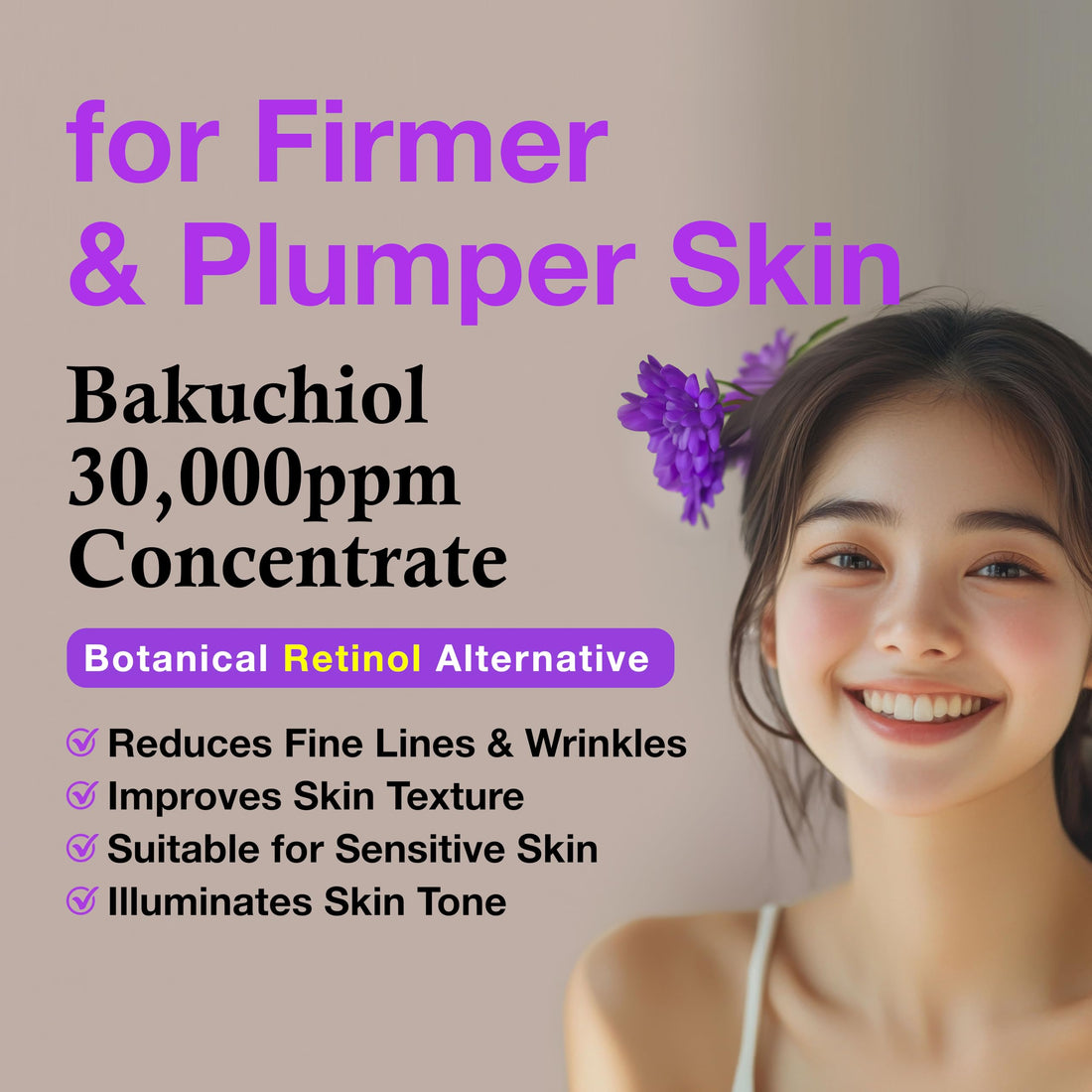 Korean Bakuchiol Concentrate DIY Mix-in Serum 30,000 ppm - High Potency Retinol Alternative | Wrinkle Reduction Skin Firming & Smoothing - Anti-Aging Sensitive Skin Vegan & Cruelty-Free Non-GMO 1 oz