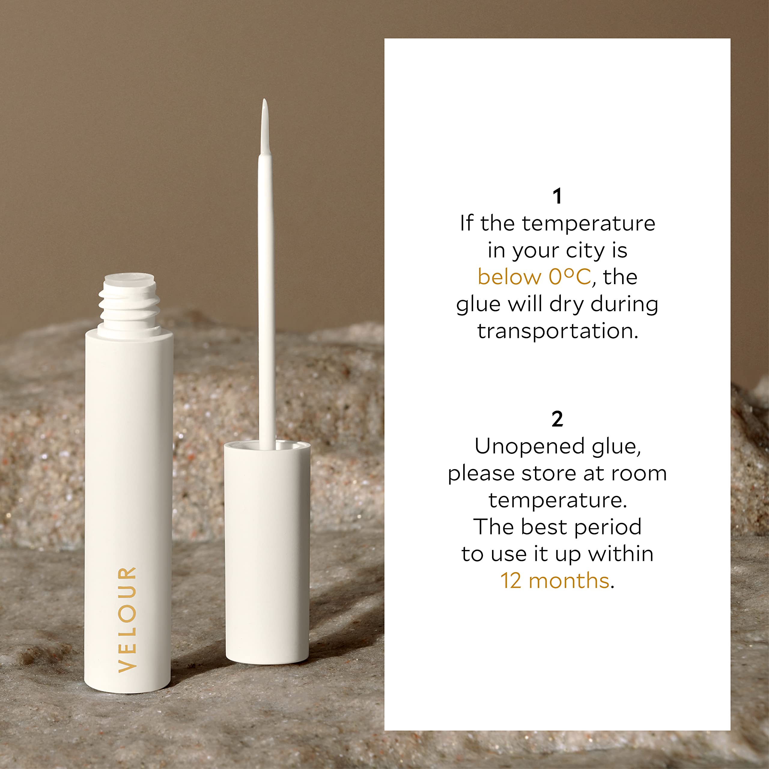 Velour Eyelash Glue - Strong Hold, Dries Clear - Latex-Free, Hypoallergenic Lash Adhesive for False Eyelashes - Precision Brush Applicator