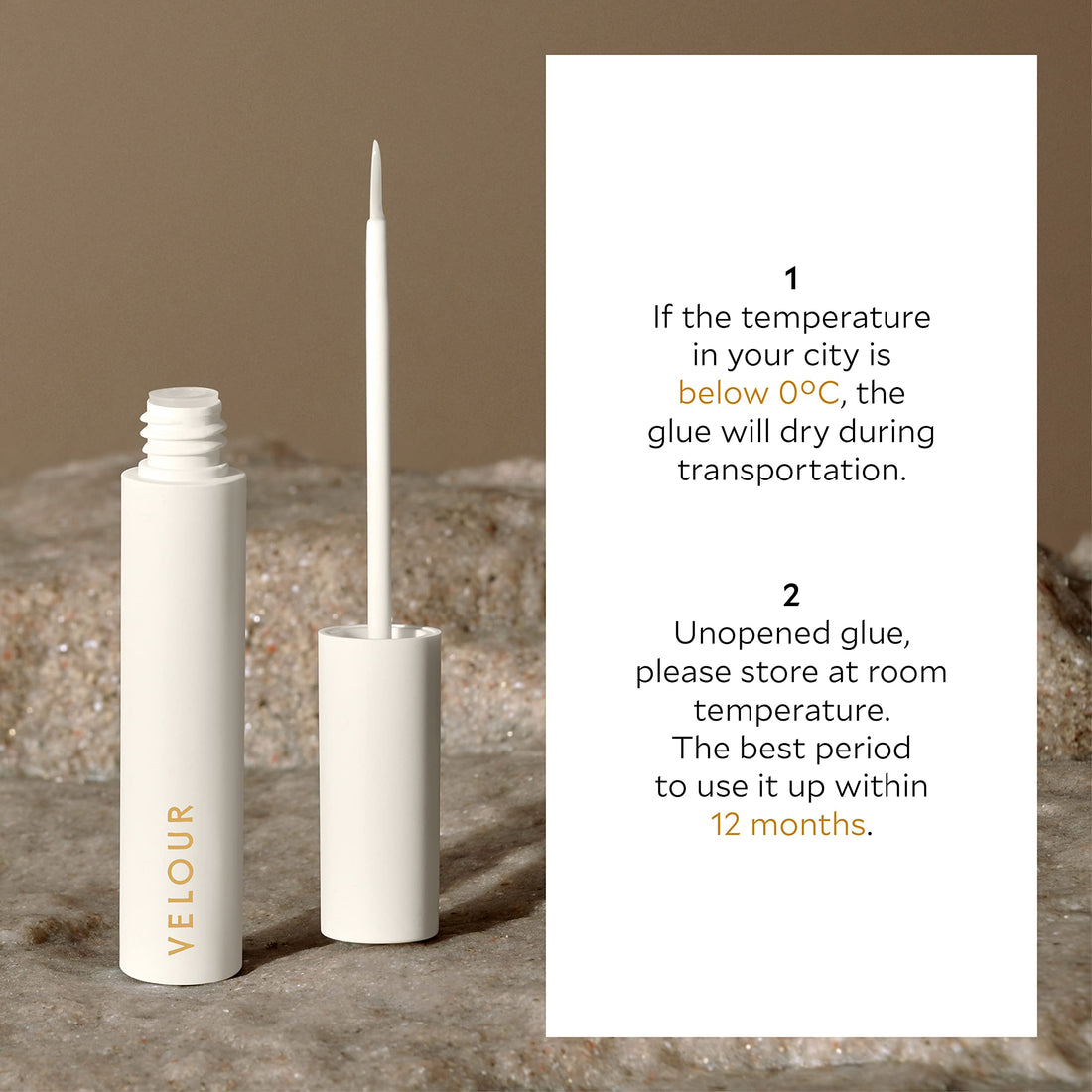 Velour Eyelash Glue - Strong Hold, Dries Clear - Latex-Free, Hypoallergenic Lash Adhesive for False Eyelashes - Precision Brush Applicator