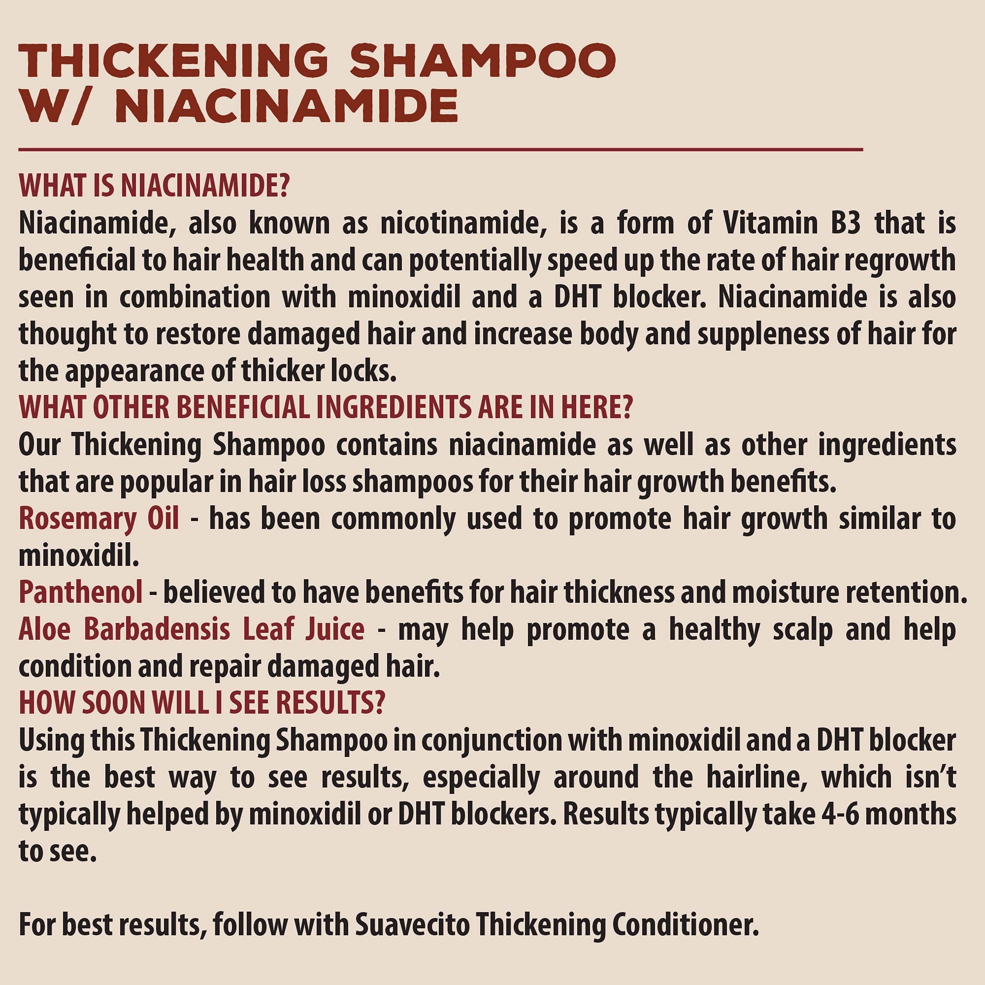 Suavecito Hair Thickening Shampoo With Niacinamide For Thinning Hair - Vitamin B3 Shampoo Repairs Damaged Hair, Improves Health And Fights Hair Loss