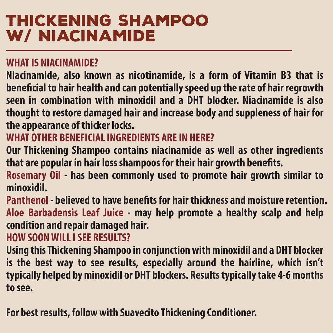 Suavecito Hair Thickening Shampoo With Niacinamide For Thinning Hair - Vitamin B3 Shampoo Repairs Damaged Hair, Improves Health And Fights Hair Loss