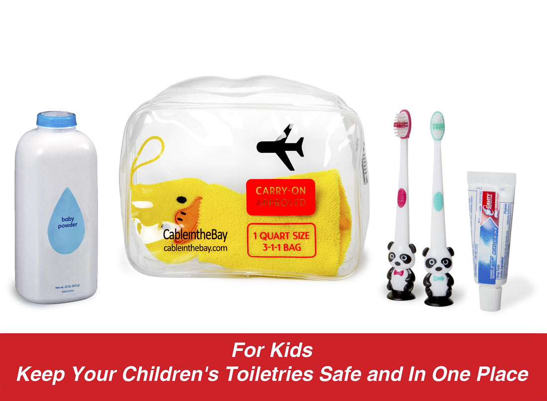 Cableinthebay TSA Approved Clear Travel Toiletry Bag-Quart Sized with Zipper-Airport Airline Compliant Bag/Bottles-Men's/Women's 3-1-1 Kit+Travel (1 PACK)