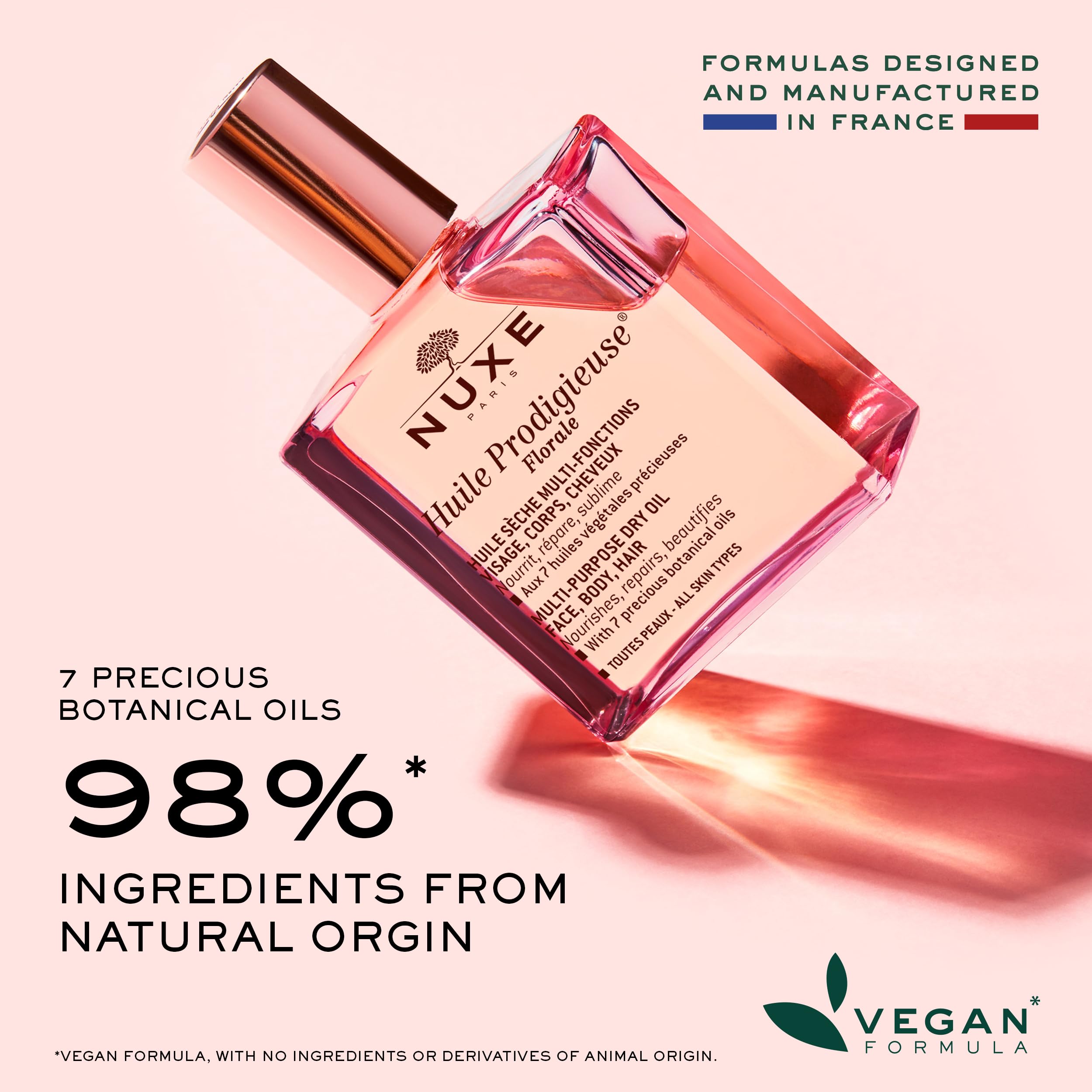 Nuxe Huile Prodigieuse Floral - Organic All-in-One Oil for Body, Face & Hair. Radiant Looking Glow and Skin Hydration