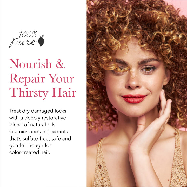 100% PURE Glossy Locks Repair Conditioner Cream Moisture Restore & Nourishing Deep Conditioning Treatment for Dry Damaged Hair Super Nutrient Hydration Boost for Women & Men - 16 Fl Oz