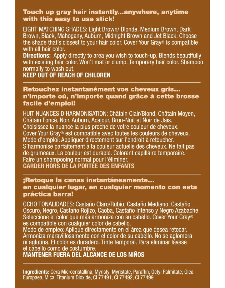 Cover Your Gray Hair Color Stick Medium Brown (Pack of 6)