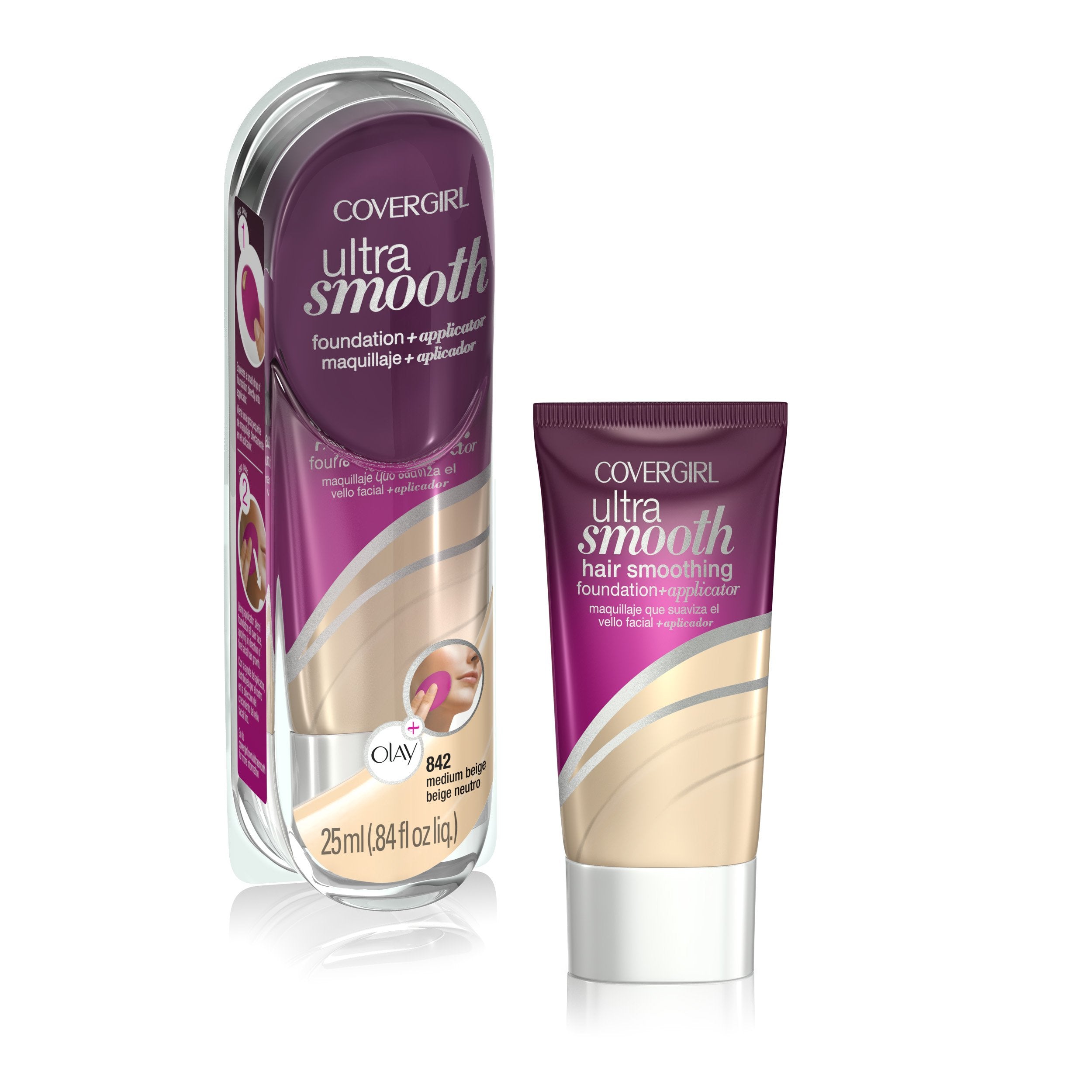 CoverGirl Ultrasmooth Foundation Plus Applicator, Medium Beige 842, 0.85 Fluid Ounce