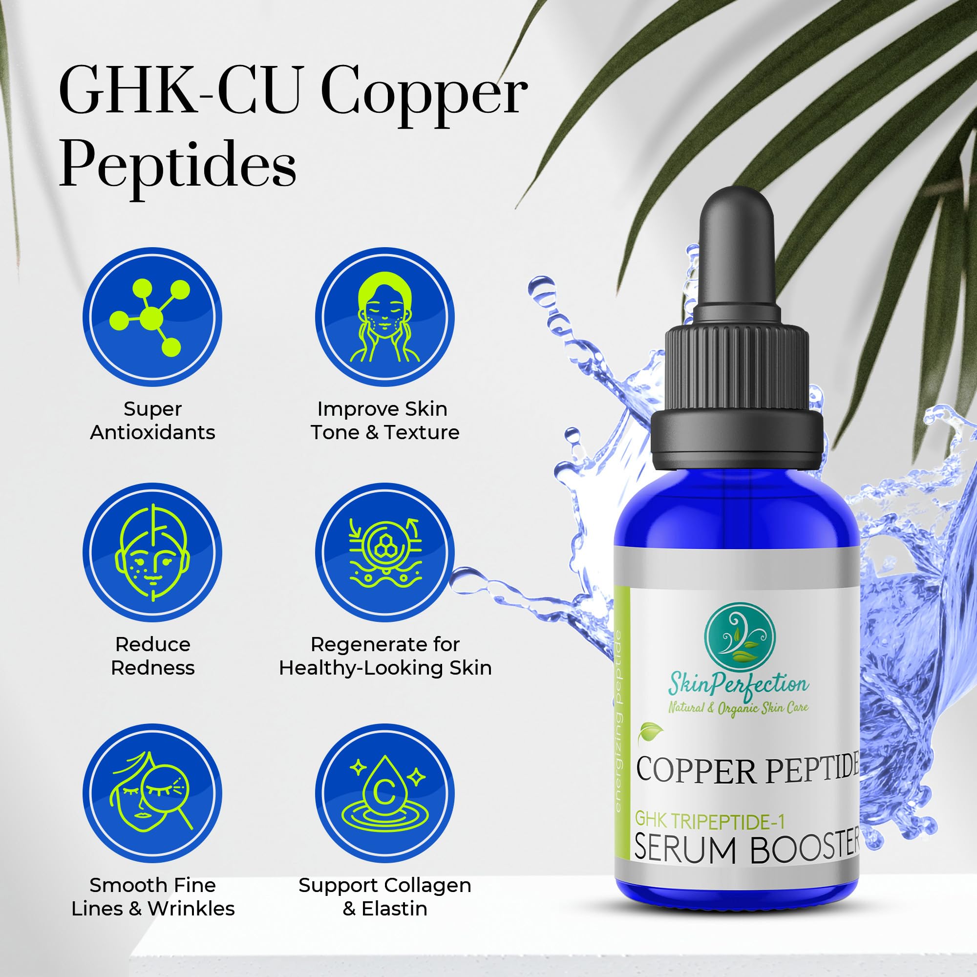 Skin Perfection Copper Peptides Serum for Face & Hair - Anti Aging Serum with GHK Copper Peptide for Fine Lines & Wrinkles - DIY Make Your Own Face & Hair Serum GHK-C Peptide 0.5oz