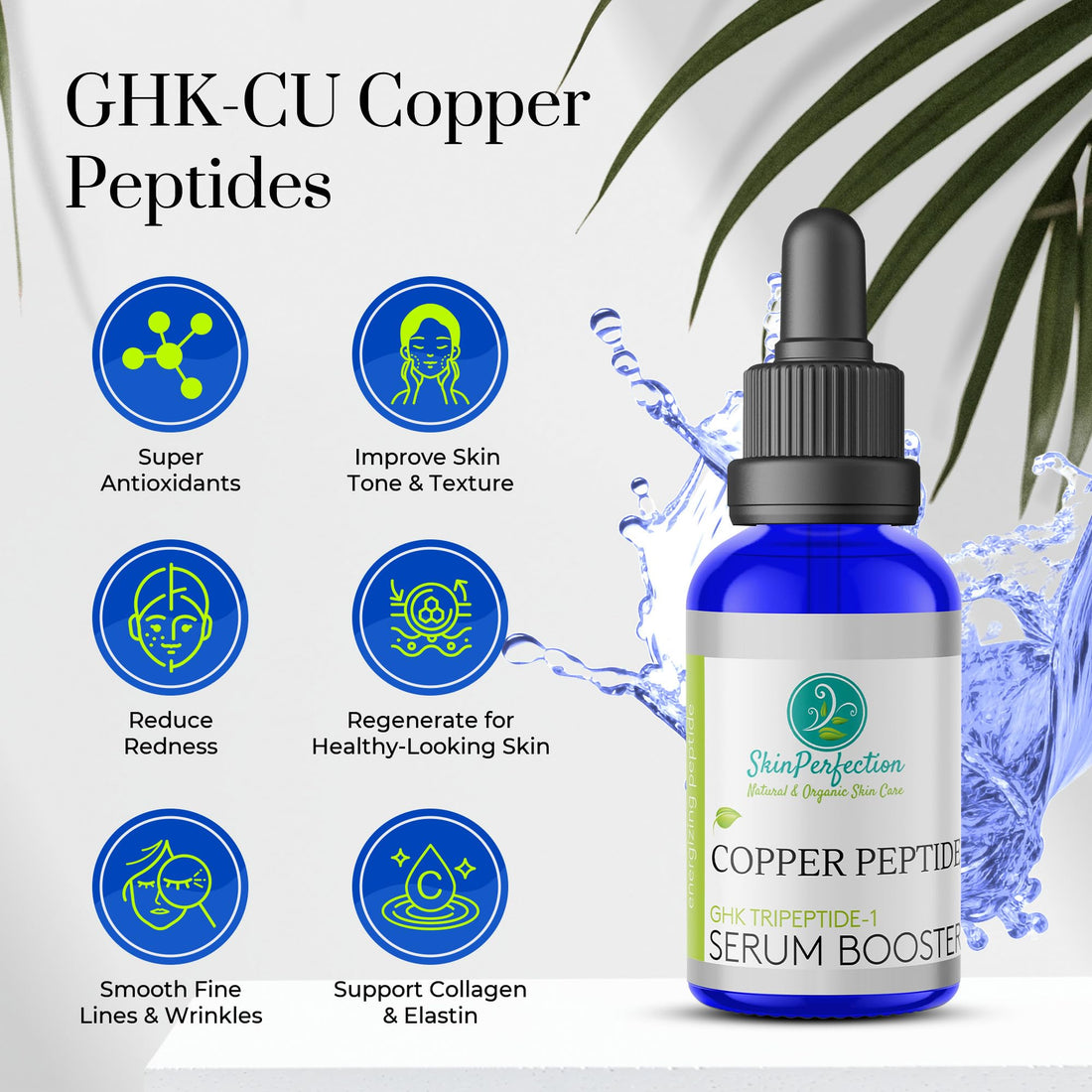 Skin Perfection Copper Peptides Serum for Face & Hair - Anti Aging Serum with GHK Copper Peptide for Fine Lines & Wrinkles - DIY Make Your Own Face & Hair Serum GHK-C Peptide 0.5oz