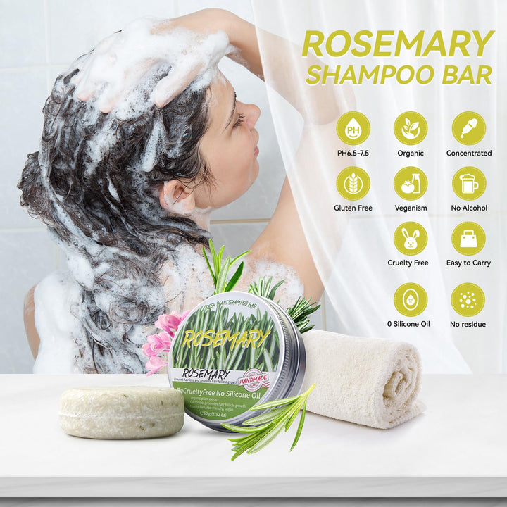 Hotiary Rosemary Hair Shampoo Bar, Deep Cleansing for Scalp Hair Loss Shampoo Soap, Organic Shampoo Oil Control, 0 Silicone Oil