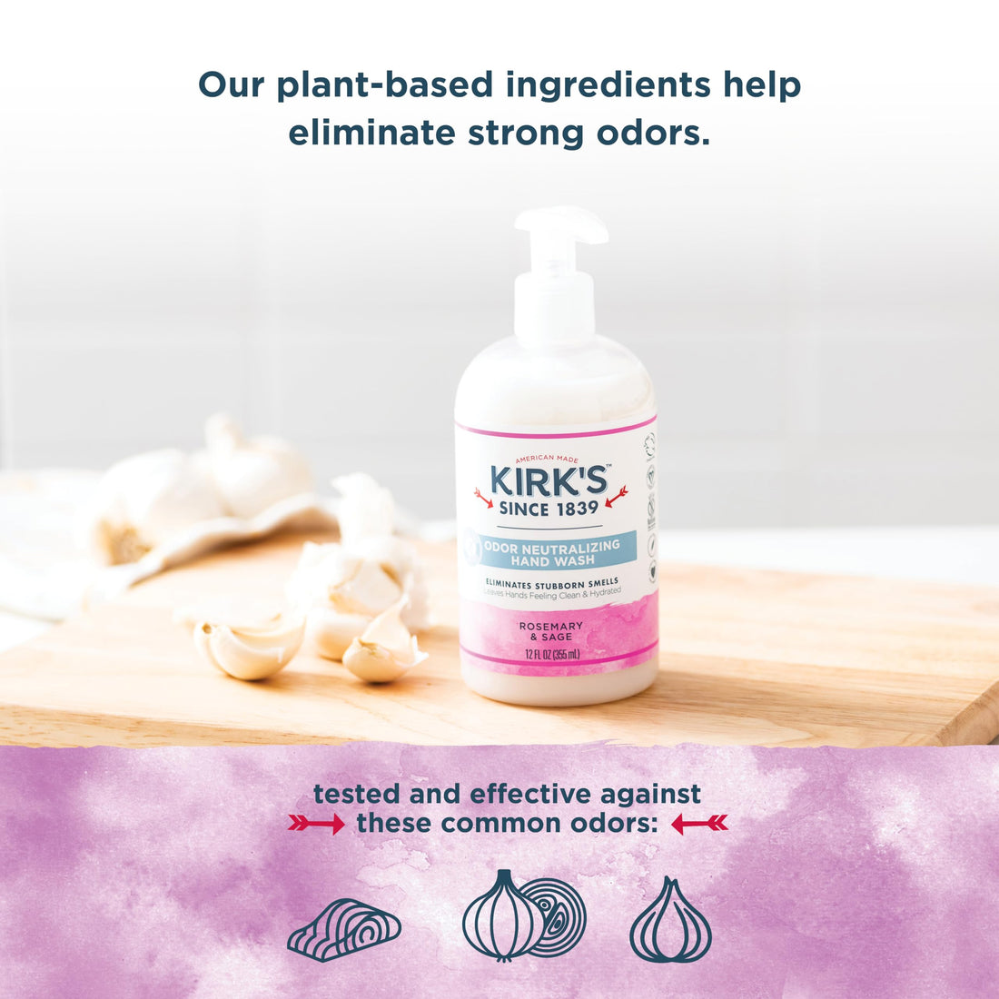 Odor-Neutralizing Natural Hand Soap by Kirkââ‚¬â„¢s | Castile Liquid Soap Pump Bottle | Moisturizing & Hydrating Kitchen Hand Wash | Rosemary & Sage Scent | 12 Fl Oz. Bottle