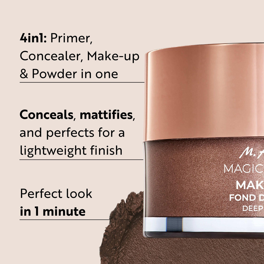 M. Asam Magic Finish Deep Teint Make-Up Mousse (1.01 Fl Oz) – 4in1 Primer, Foundation, Concealer & Powder With Buildable Coverage, Hides Redness And Dark Spots, Vegan, For Deeper Skin Tones