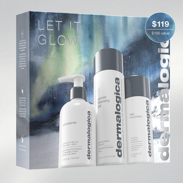 Dermalogica Let It Glow – Facial Cleansing Skincare Set Includes Full Sized PreCleanse, Special Cleansing Gel, and Daily Microfoliant