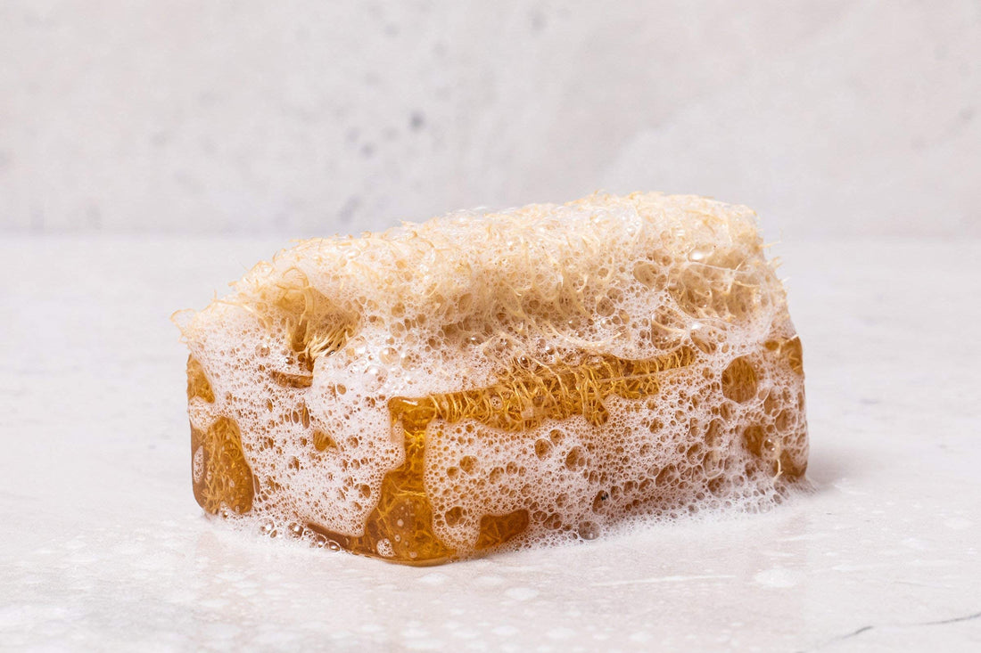 Shea Butter Moisturizer Soap - Natural Exfoliating Loofah Soap Bar - Smells Like Light Nutty Cream - Handmade with Shea Butter, Jojoba Oil, Witch Hazel - Beauty Bar For Softer Skin [4.40 oz - 125 gr]