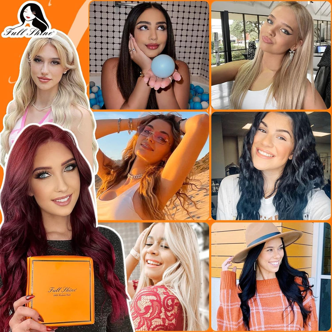 Fshine Seamless Tape Hair Extensions 14 Inch Tape in Remy Hair Highlighted Tape in Real Hair Color 8P60 Blonde Glue in Tape Hair Extensions 50 Grams Straight Hair 20Pcs