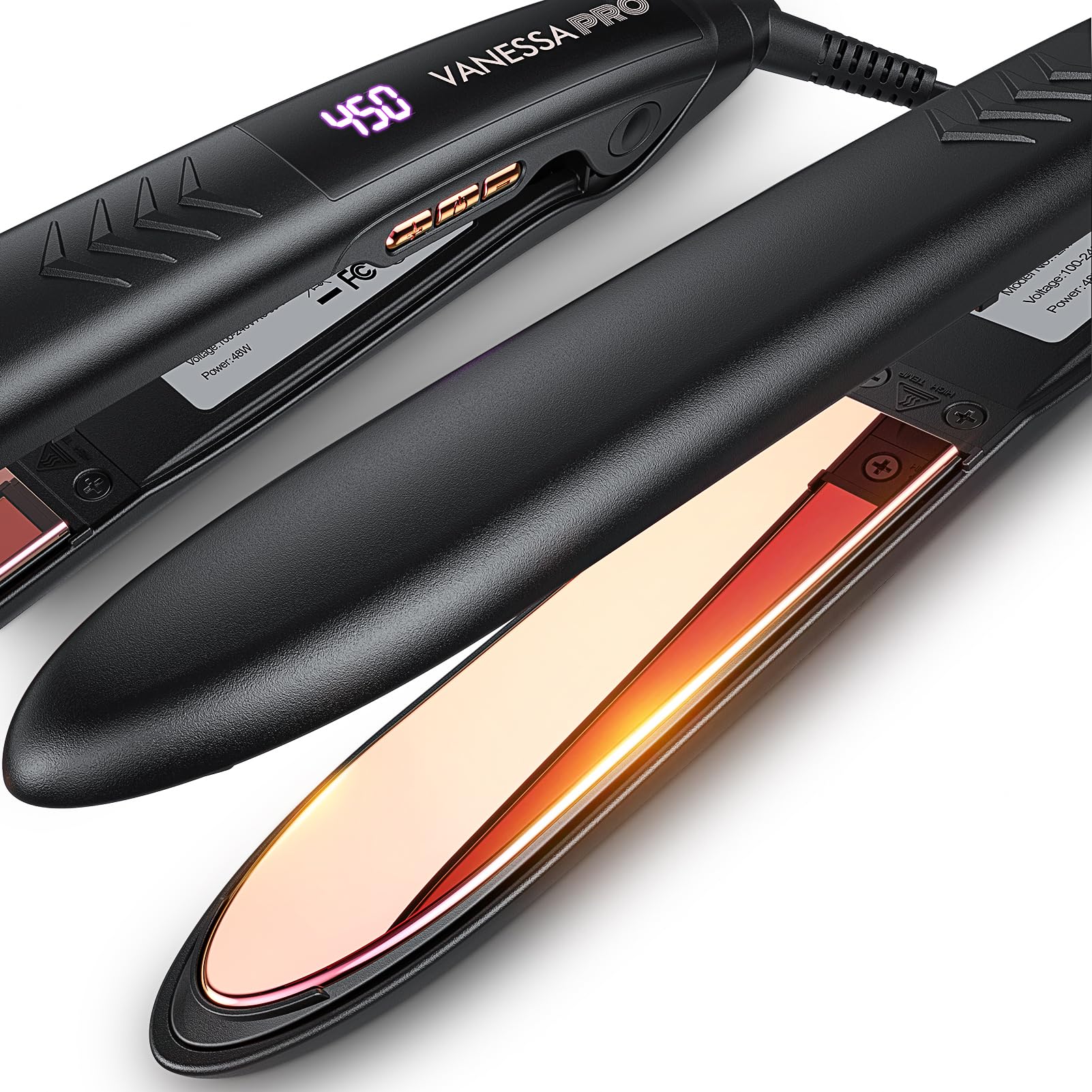 VANESSA PRO Vanessa Flat Iron For Hair Titanium Plates, Professional Flat Iron Hair Straightener, Hair Flat Iron And Curler In One