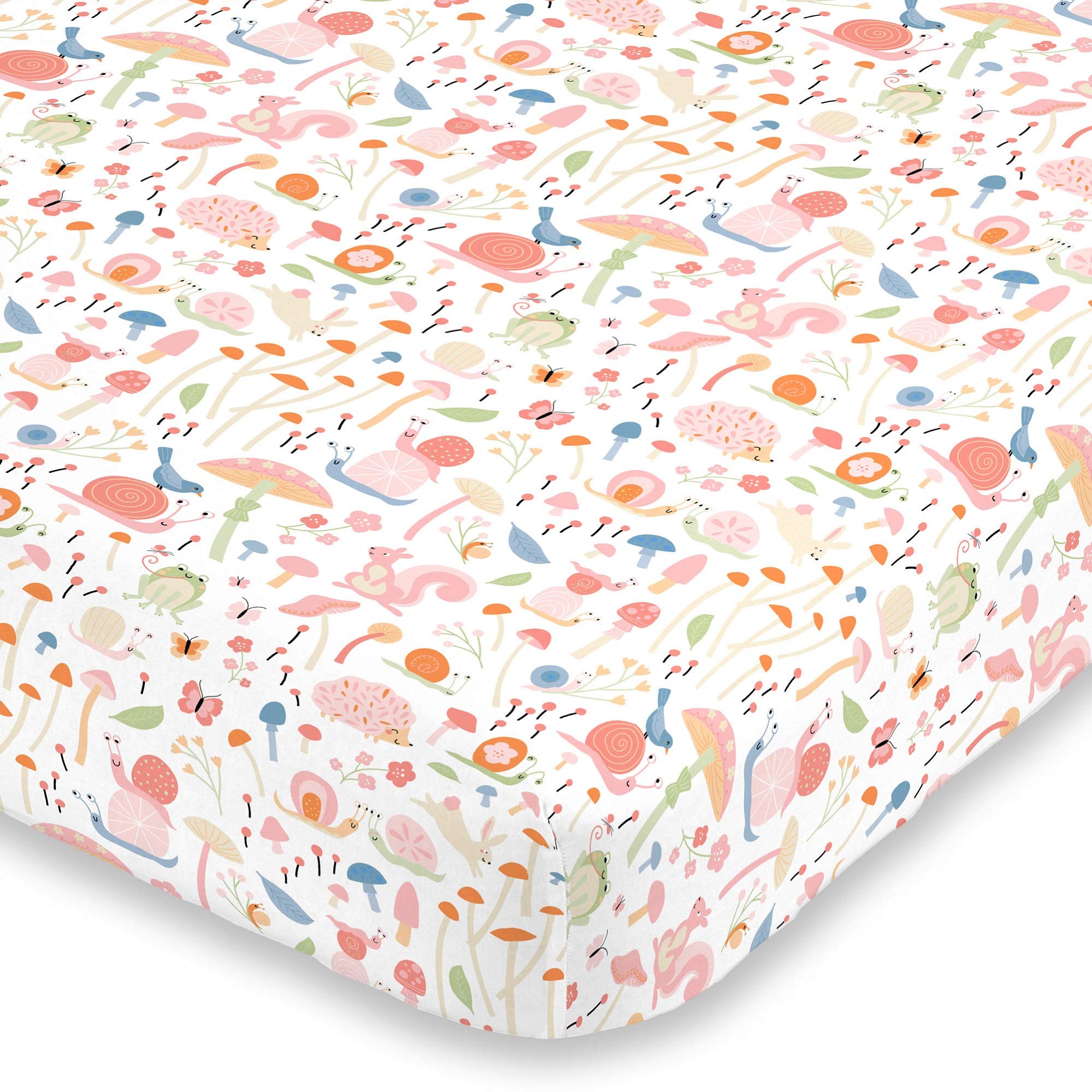 NoJo Spring Garden Pink, Green, Orange & Ivory Super Soft Mini Crib Sheet, Pink, Green, Orange, Ivory