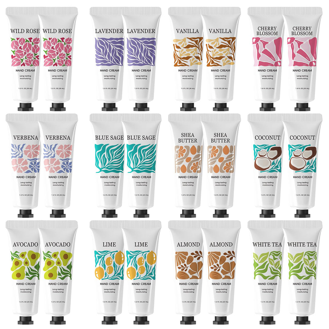 BODY & EARTH # LOVE 24 Pack Hand Cream Gift Set Scented Hand Lotion for Dry Cracked Hands Travel Size Lotion Mini Hand Lotion Bulk Gift Set For Women Mothers Day Gifts Easter Basket Stuffers 24x1.0 oz