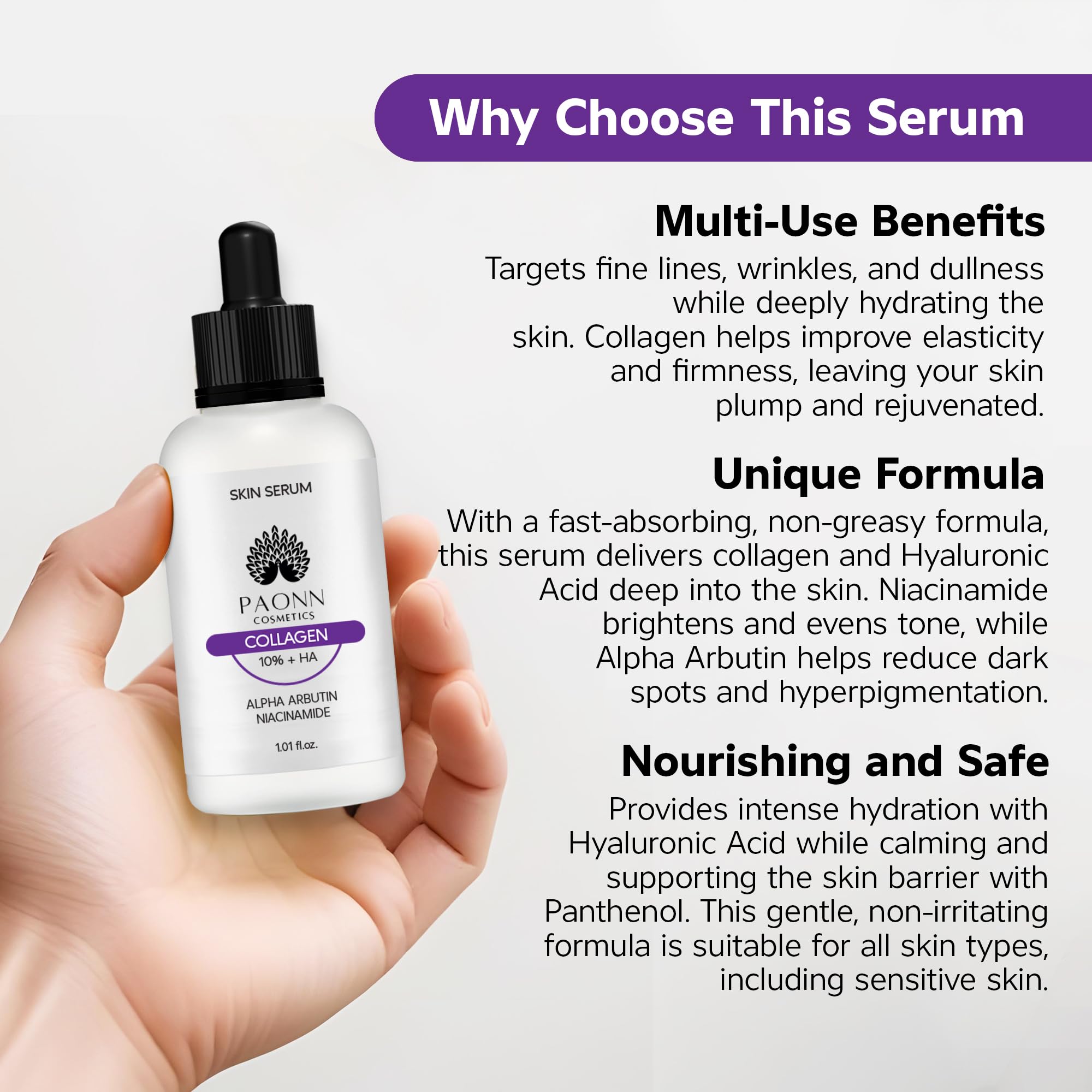 Collagen Serum for Face, Firming & Hydrating Facial Serum, Lifting and Reducing Wrinkles Effect, Smoothing Fine Lines, Youthful Radiance Boost