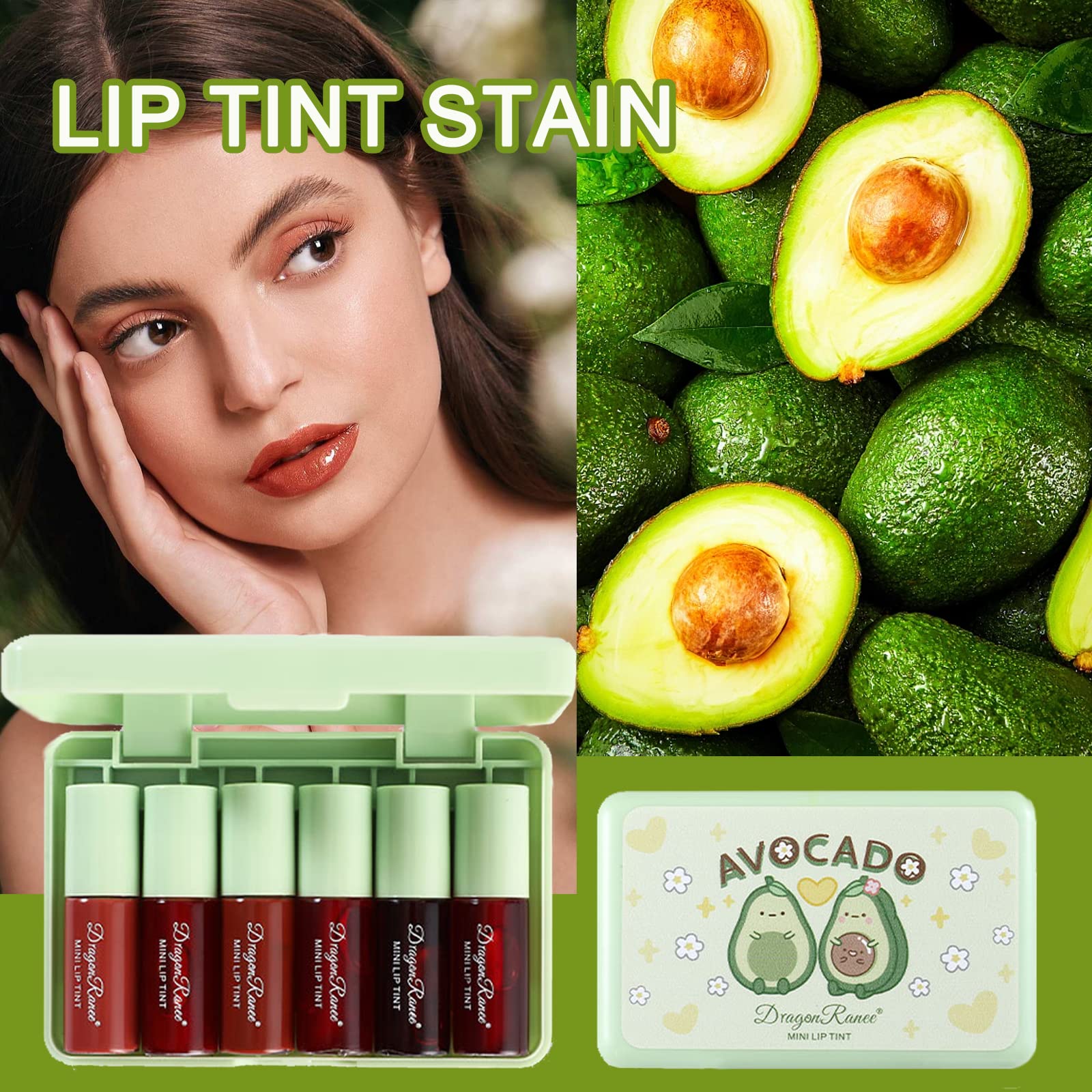 Minfei 6 Colors Lip Tint Stain Set,Korean Velvet Water Lip Tint,Natural Lip and Cheek Tint, Long lasting Non-Stick Cup Waterproof