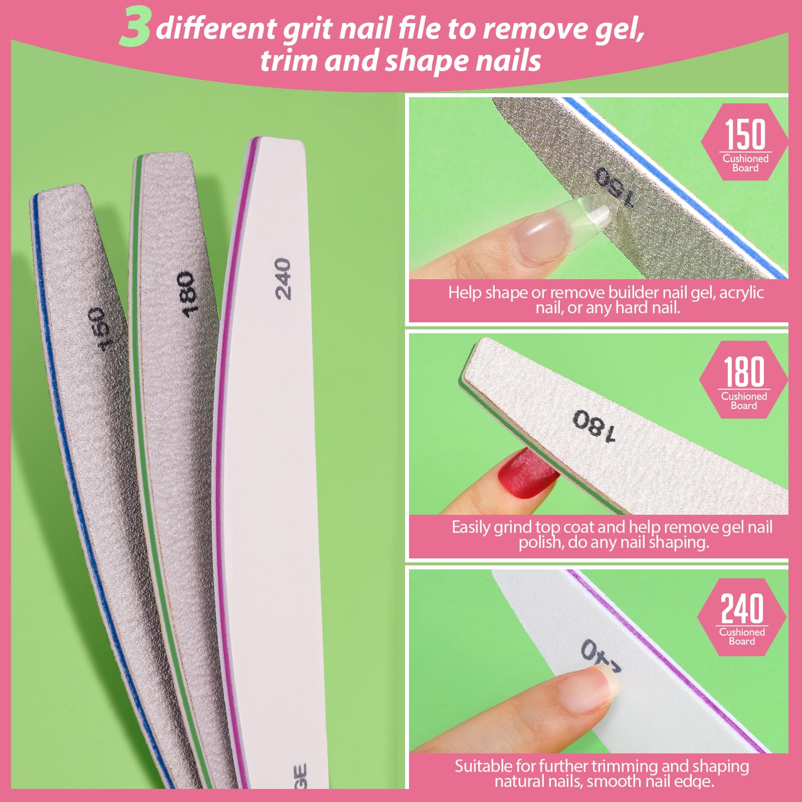 Teenitor Nail File and Buffer Set, 2 Sets Nail Buffer Block Nail Files for Natural Nails, Emery Boards for Nails Nail Buffer and Shine Kit, Acrylic Nail Files 100/180 Fingernail Files for Women