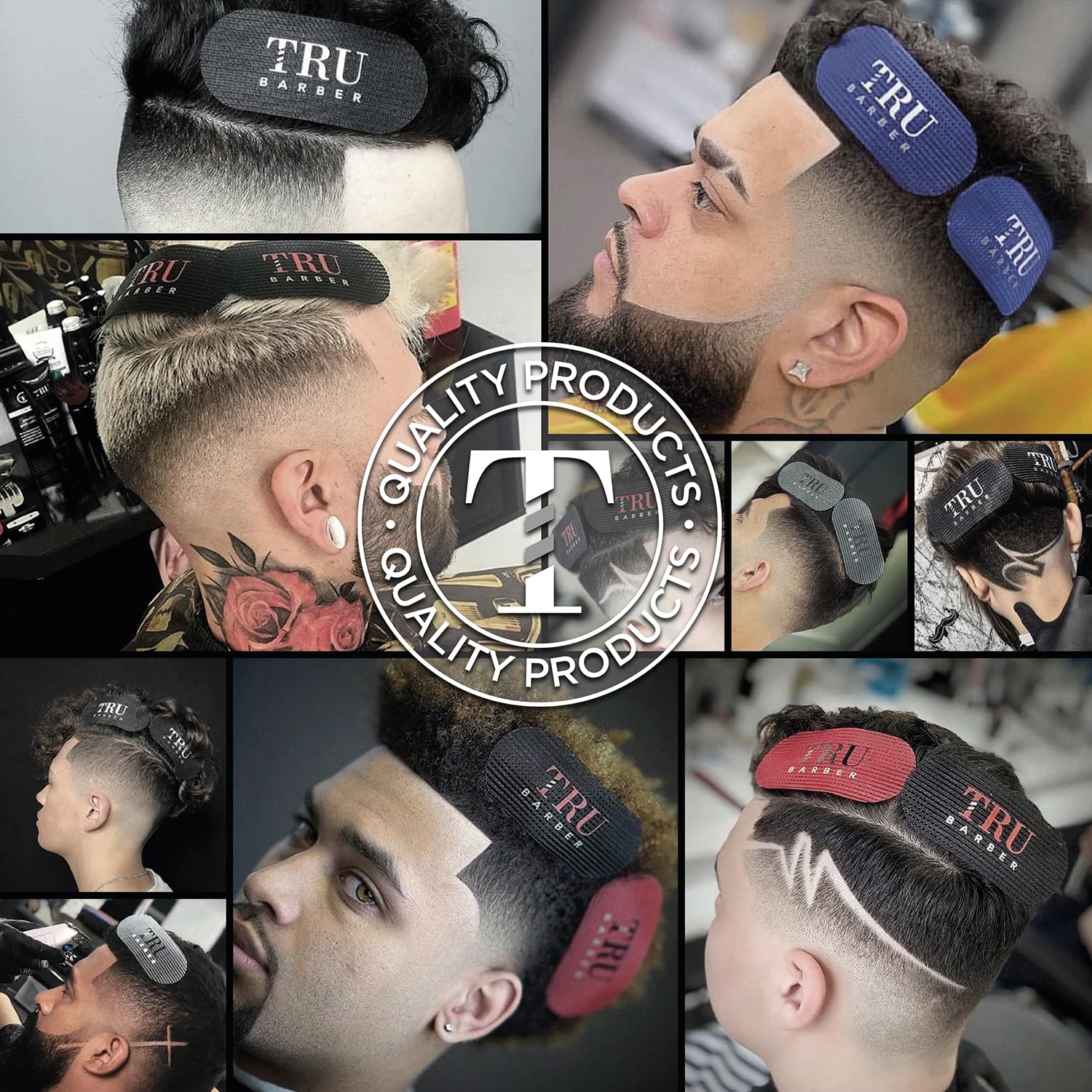 TRU BARBER HAIR GRIPPERS BUNDLE PACK 6 PCS for Men and Women - Salon and Barber, Hair Clips for Styling, Hair holder Grips (Black)