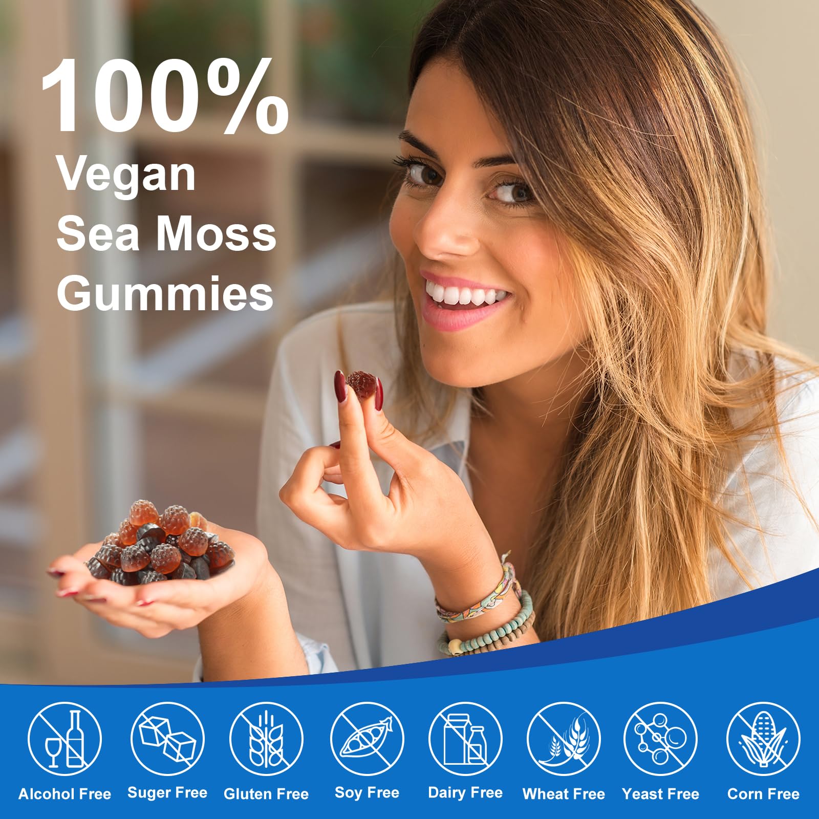 Vegan Sea Moss Gummies with Black Seed Oil,Ashwagandha, Vitamin C&D for Immune Support, Digestive, Antioxidant 13 in 1 Bundle, Sea Moss Chlorophyll Advanced Strength Formula 60 Gummies