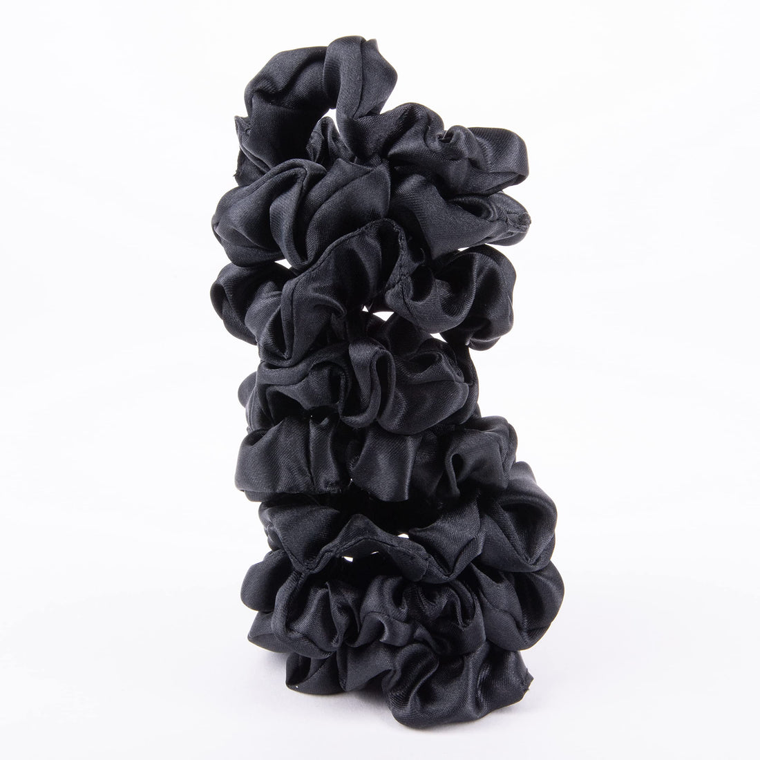 Amazon Basics Satin Scrunchies Black Hair Ties, Pack of 8