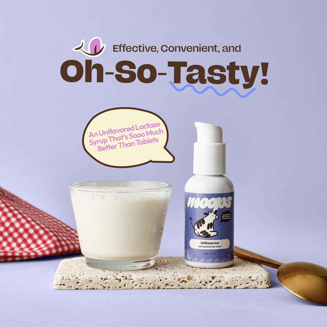Moops Lactase Enzyme Drops 2oz – Delicious Unflavored Flavor – 10,000 FCC Units for Fast Acting Dairy Relief – Customizable Dosing for Lactose Intolerance – Portable Twist-to-Lock Pump