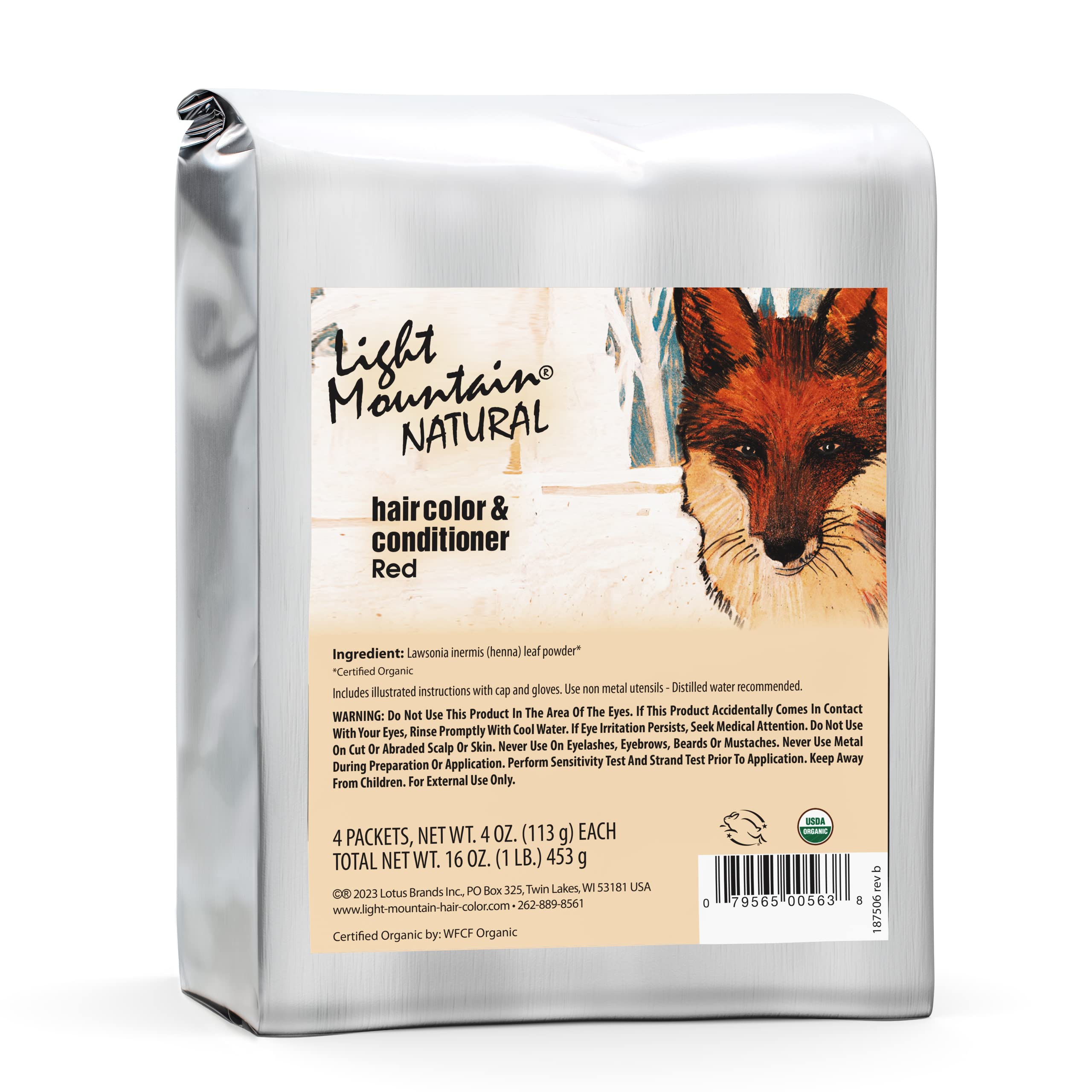 Light Mountain Natural Bulk Hair Color and Conditioner, Red, 16 Ounce