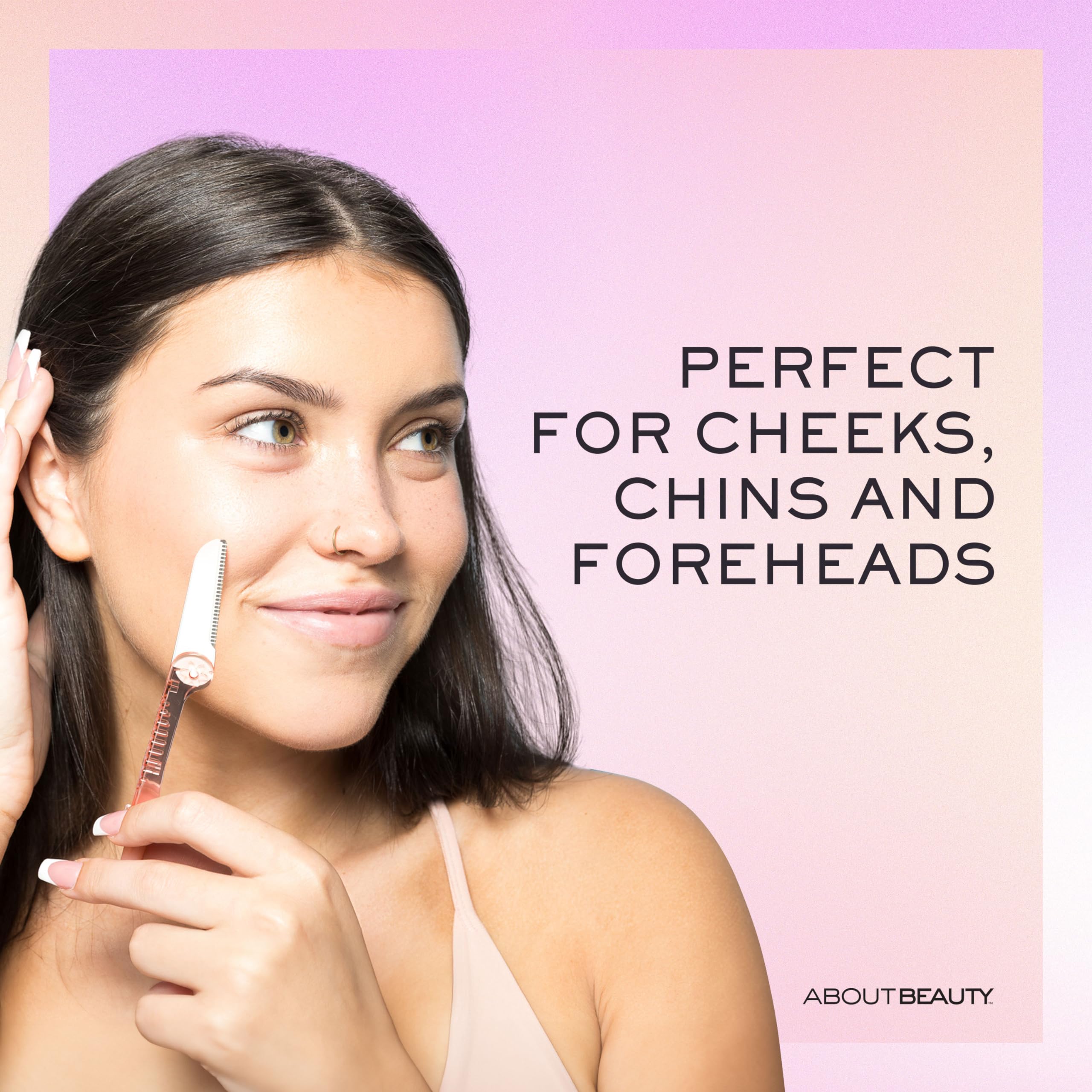 Facial Razor & Eyebrow Shaper By Kai About Face Products Products (3per Package); Fuzz Free Compact Razor, Removes Peach Fuzz On Cheeks, Chin or Forehead & Delicately Shapes Eyebrows