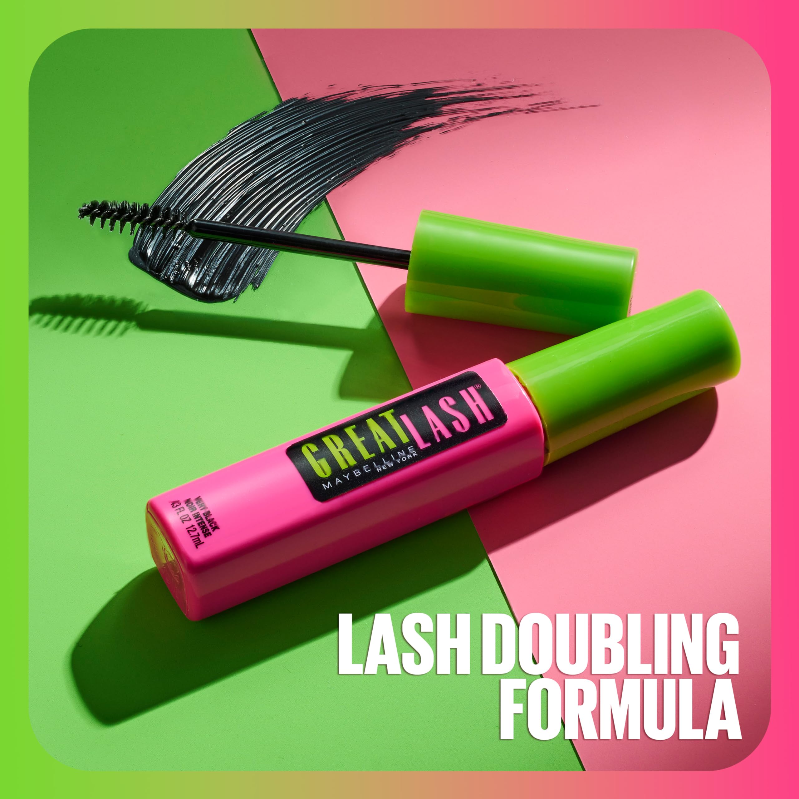 Maybelline Great Lash Lots Of Lashes Washable Mascara, Volumizing, Thickening and Curling Mascara, Brownish Black, 1 Count