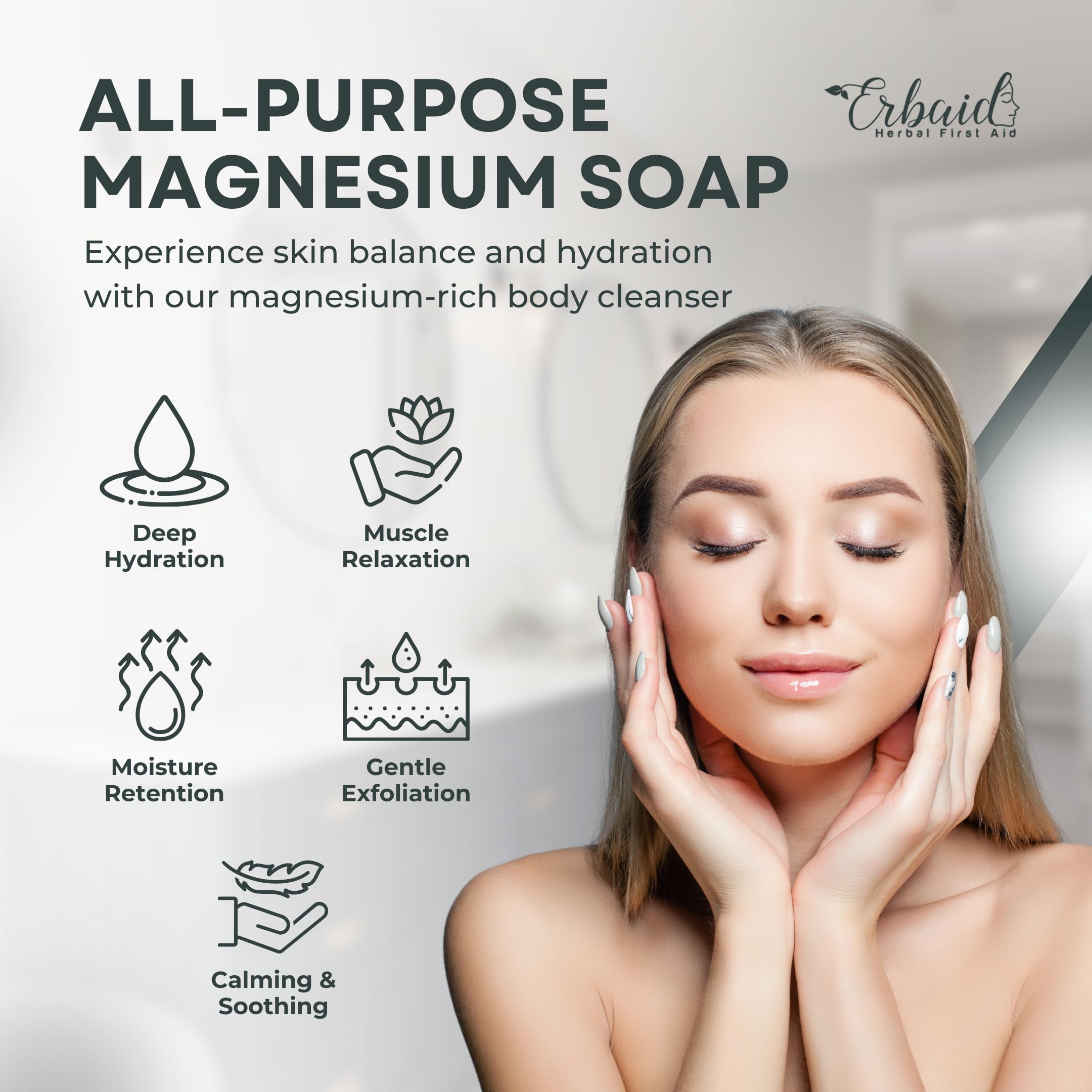 Dead Sea Magnesium Soap Bar – Deep Cleansing, Moisturizing Body Soap for Dry Itchy and All Skin Types – Shower Soap Soothes Muscles and Joints – All-Natural Exfoliating Face and Body Wash Made in USA