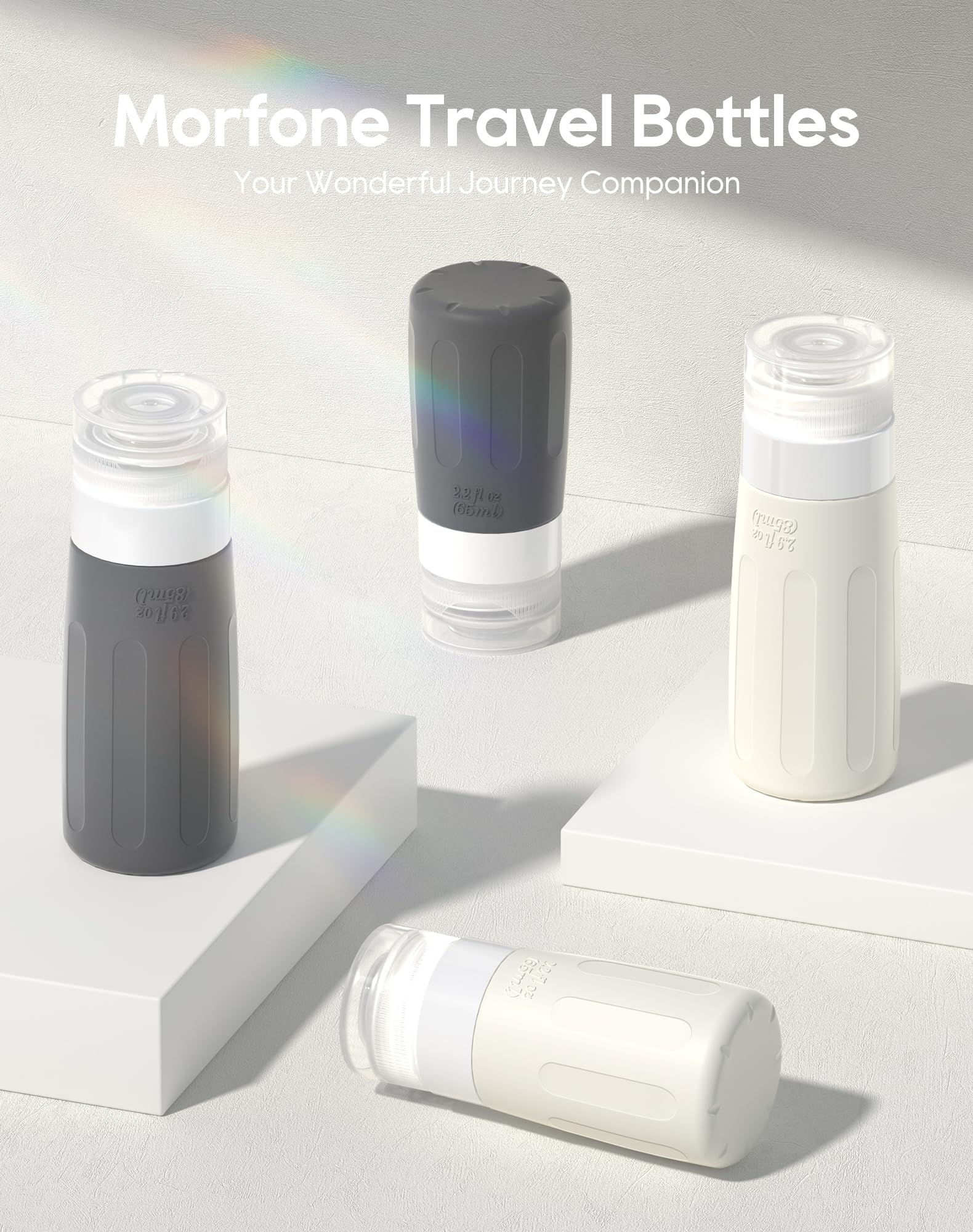 Morfone 16 Pack Silicone Travel Bottles Set for Toiletries TSA Approved Travel Containers Leakproof Squeezable Refillable Accessories 2oz 3oz for Shampoo Conditioner Lotion Liquids (BPA Free)