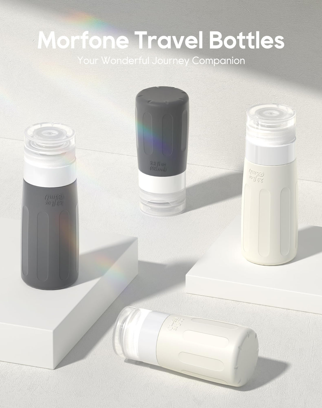 Morfone 16 Pack Silicone Travel Bottles Set for Toiletries TSA Approved Travel Containers Leakproof Squeezable Refillable Accessories 2oz 3oz for Shampoo Conditioner Lotion Liquids (BPA Free)