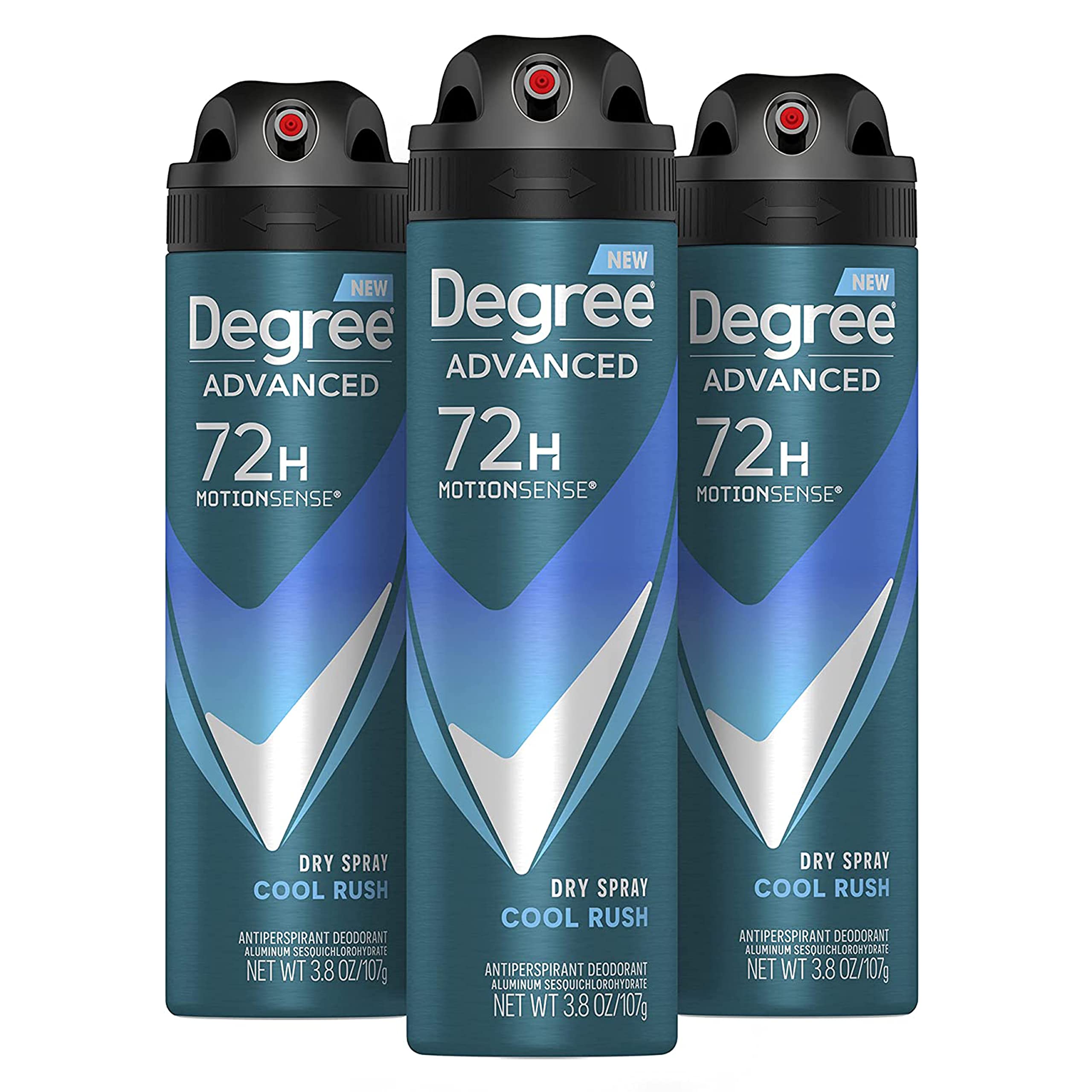 Degree Men MotionSense Antiperspirant Deodorant Dry Spray, Cool Rush, 3.8 oz, Pack of 3
