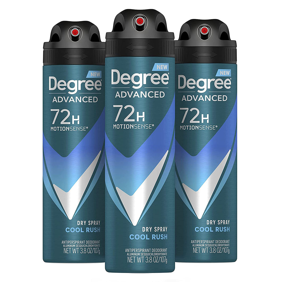 Degree Men MotionSense Antiperspirant Deodorant Dry Spray, Cool Rush, 3.8 oz, Pack of 3