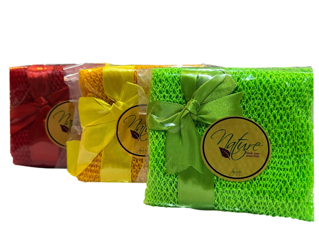 Nature by EJN - Net Bath Sponge, Customized N1 Weave, NKN Naturals, Long, Skin Exfoliation, African, Ghana, Porous, Stretches Horizontally to Approximately 49 (Brown)