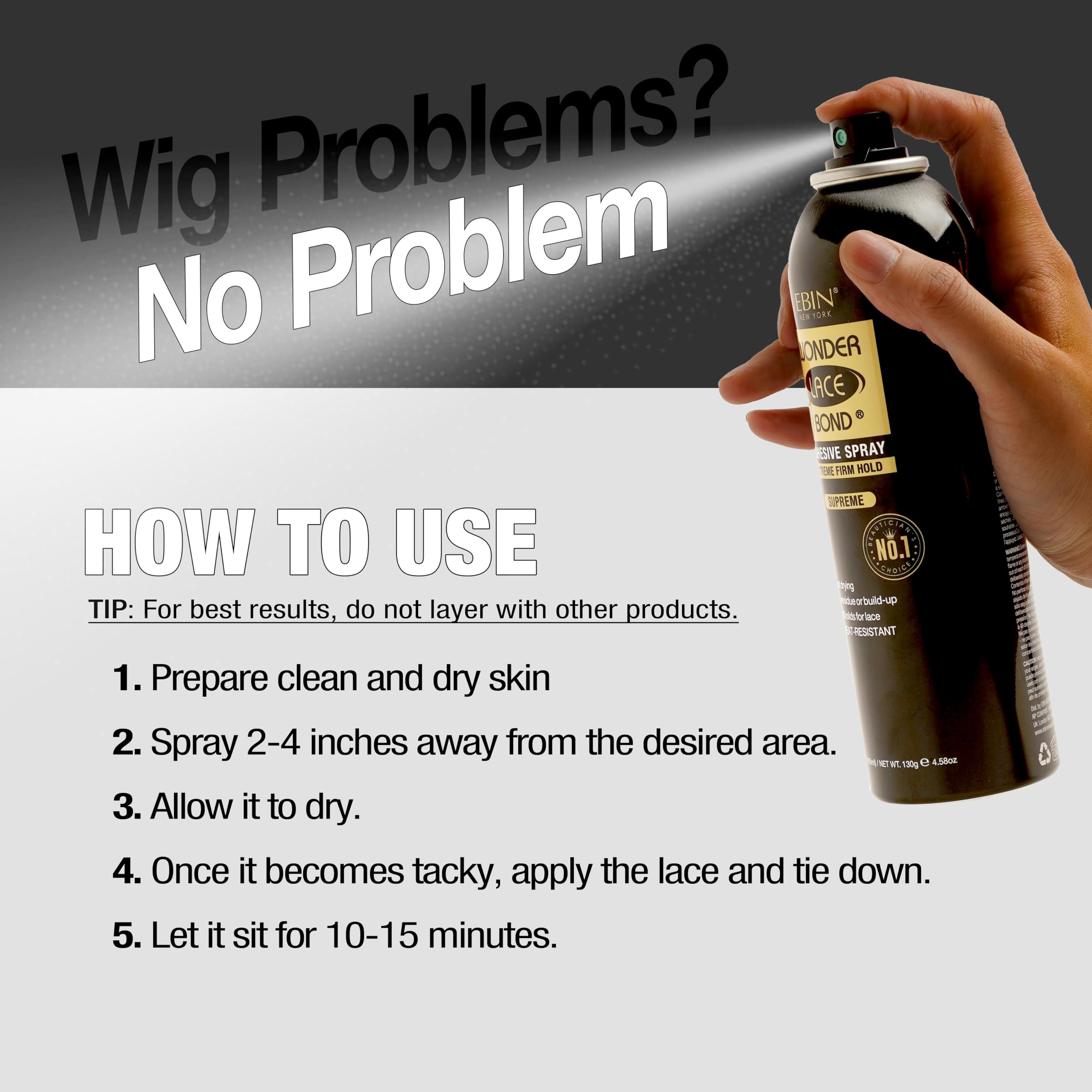 EBIN NEW YORK Wonder Lace Bond Adhesive Spray (Supreme Hold, 14.2oz/ 400ml)