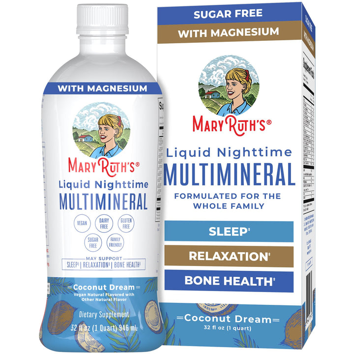 MaryRuth Organics Liquid Nighttime Multimineral Sleep Supplement | Sugar Free | Calm Magnesium Citrate| Calcium Magnesium Zinc | Available in 4 Flavors | Vegan | Gluten Free | 32 Servings