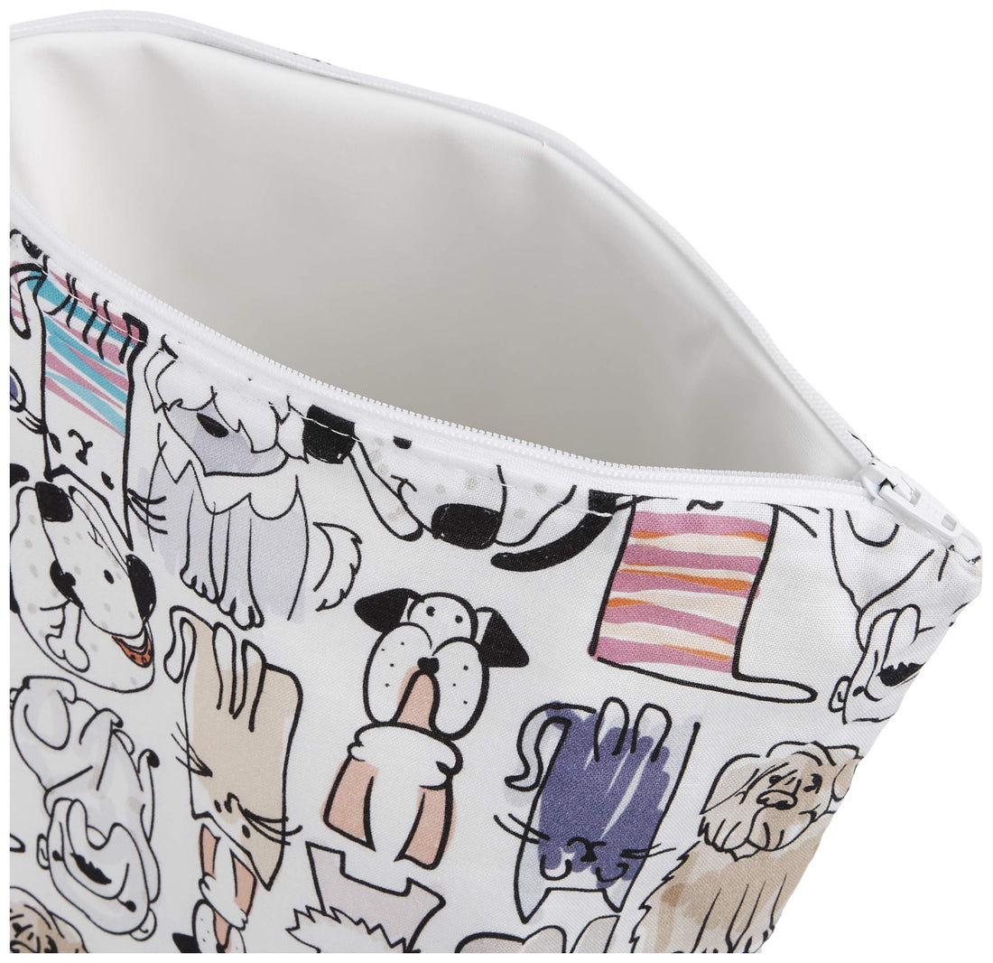 Itzy Ritzy Sealed Wet Bag with Handle – Wet Bag for Travel, Swimsuits, Cloth Diapers, Gym Clothes & Toiletries - Washable & Reusable with Water Resistant Lining - Measures 11” x 14” (Cats & Dogs)