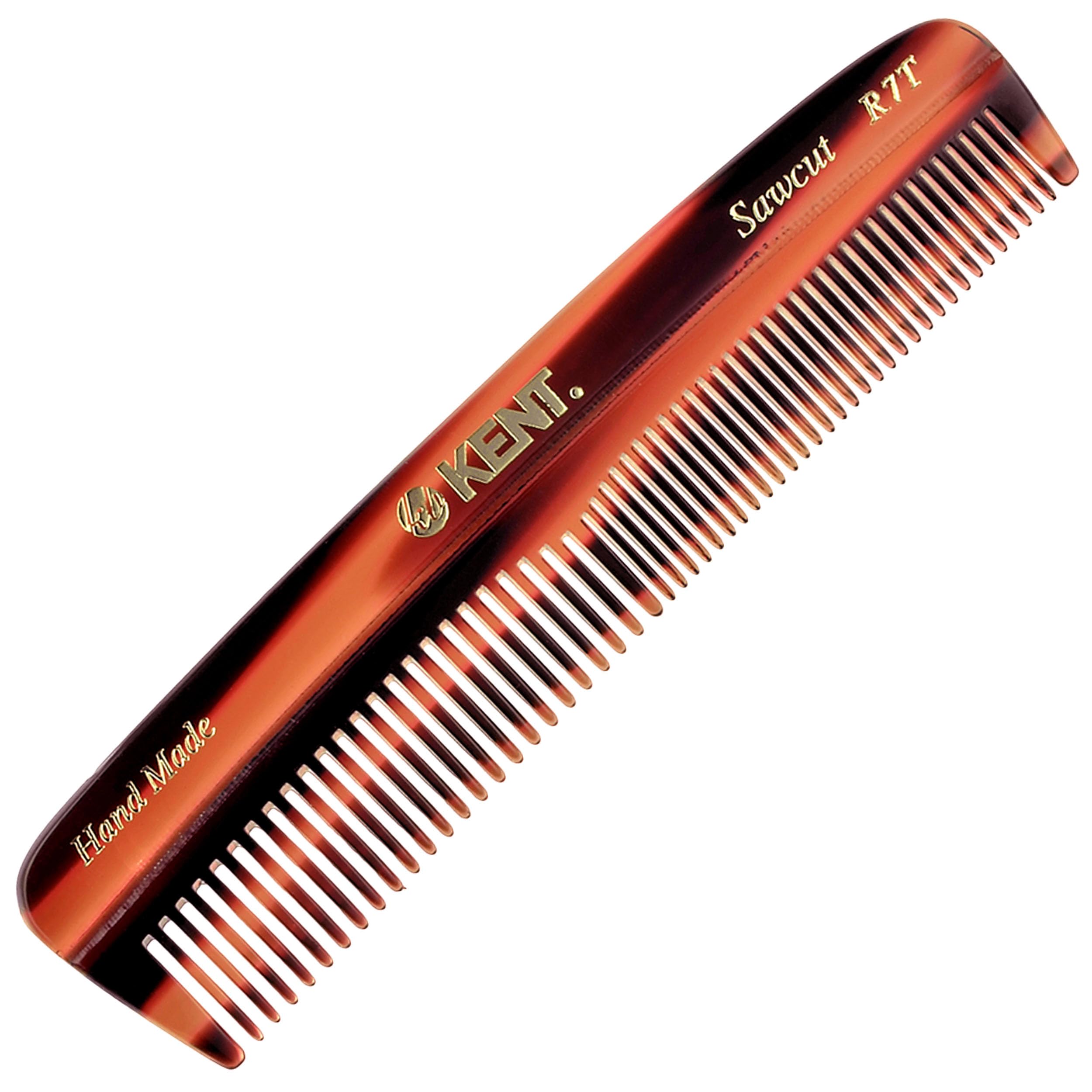 Kent R7T The Apsley Fine and Wide Tooth Beard and Hair Comb - Pocket Travel Comb for Men and Women