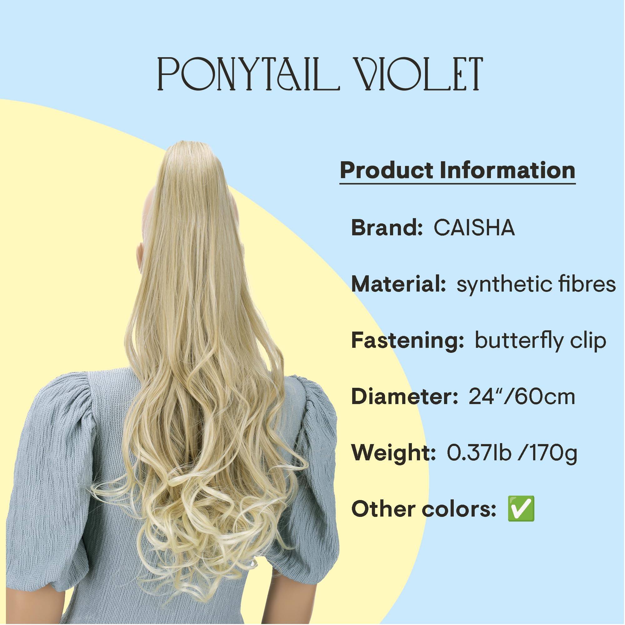 light blonde mix #16T613 H42 : PRETTYSHOP 24 Hair Piece Pony Tail Extension Long & Voluminous Curled Wavy Heat-Resisting Div. Colours (light blond #16T613 H42)
