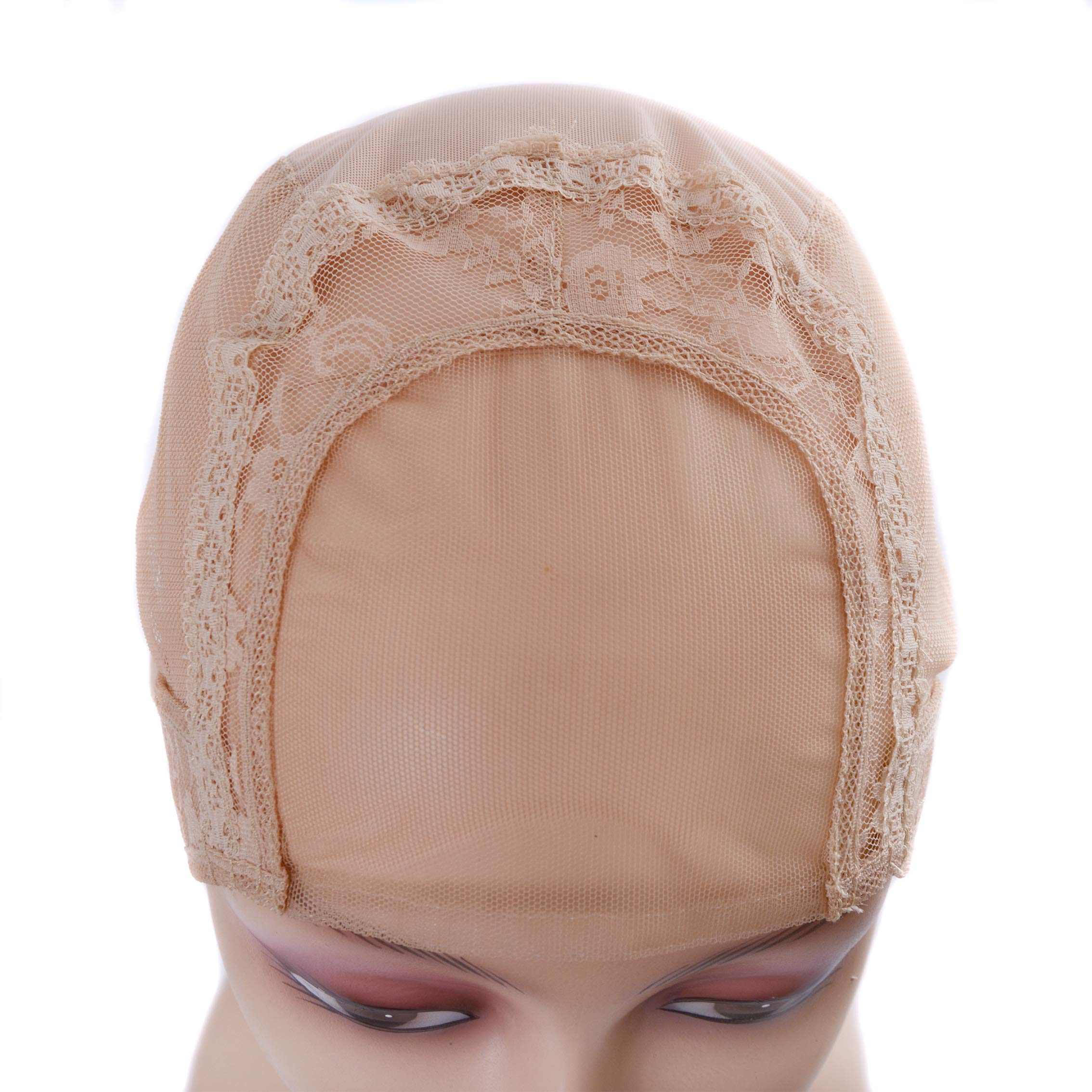 yantaisiyu 4X 4 U Part Swiss Lace Wig Cap For Making Wigs with Adjustable Straps(Blonde L 56 cm) : L, Blonde