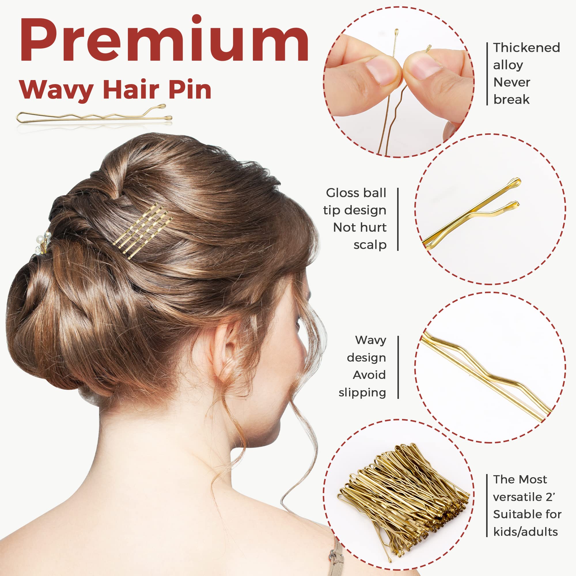 300 Pcs Bobby Pins Blonde, Hair Pins for Women Girls and Kids (Blonde)