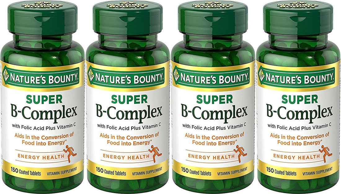 Nature's Bounty B-Complex with Folic Acid Plus Vitamin C, Tablets 150 Each (Pack of 4)