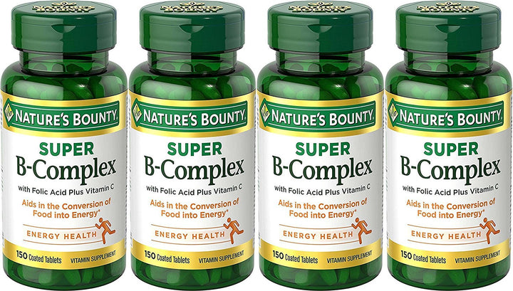 Nature's Bounty B-Complex with Folic Acid Plus Vitamin C, Tablets 150 Each (Pack of 4)