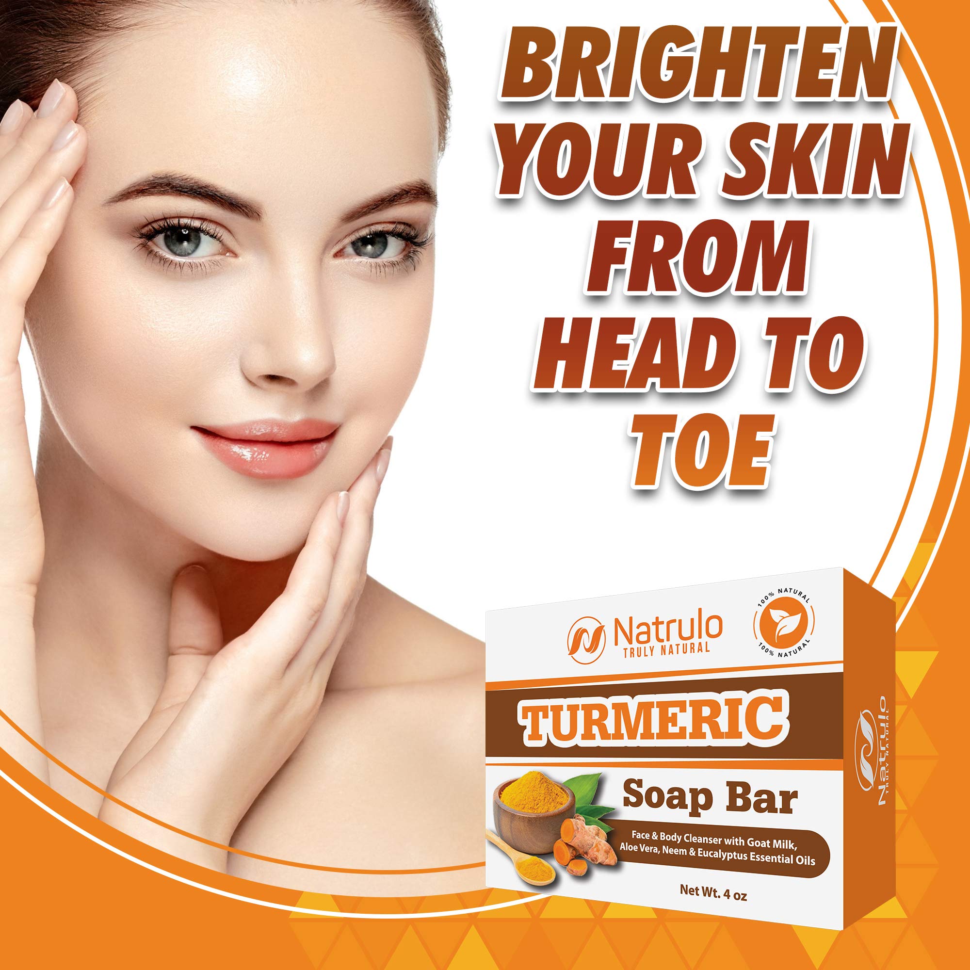 Turmeric Soap Bar for Face & Body – Natural Turmeric Skin Brightening Soap for Dark Spots, Intimate Areas, Underarms – Turmeric Face Wash Reduces Acne, Fades Scars & Cleanses Skin – 4oz, Made in USA