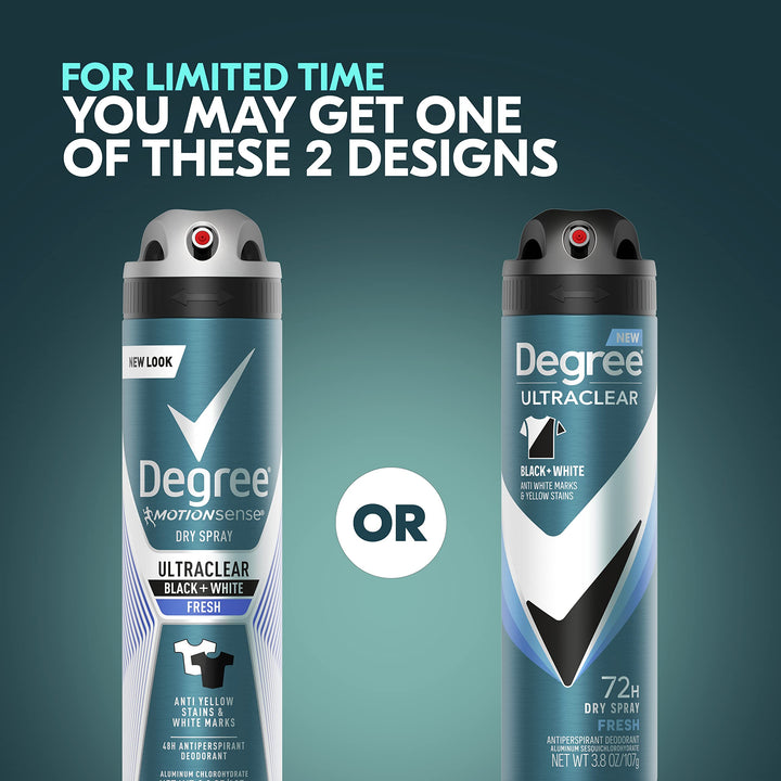 DEGREE Men Ultrclear Antiperspirant Spray Protects from Deodorant Stains Black + White Instantly Dry Spray Deodorant 3.8 oz 3 Count, 11.4 Ounce