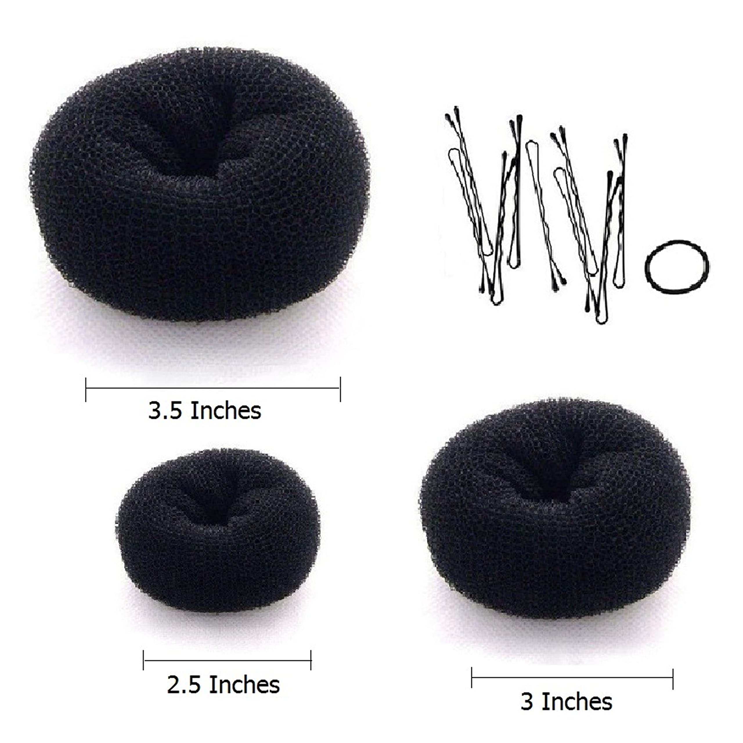 Beaute Galleria - Bundle 3 Pieces Chignon Hair Donuts Ring Style Bun Maker (Large, Medium, Small) (Black)