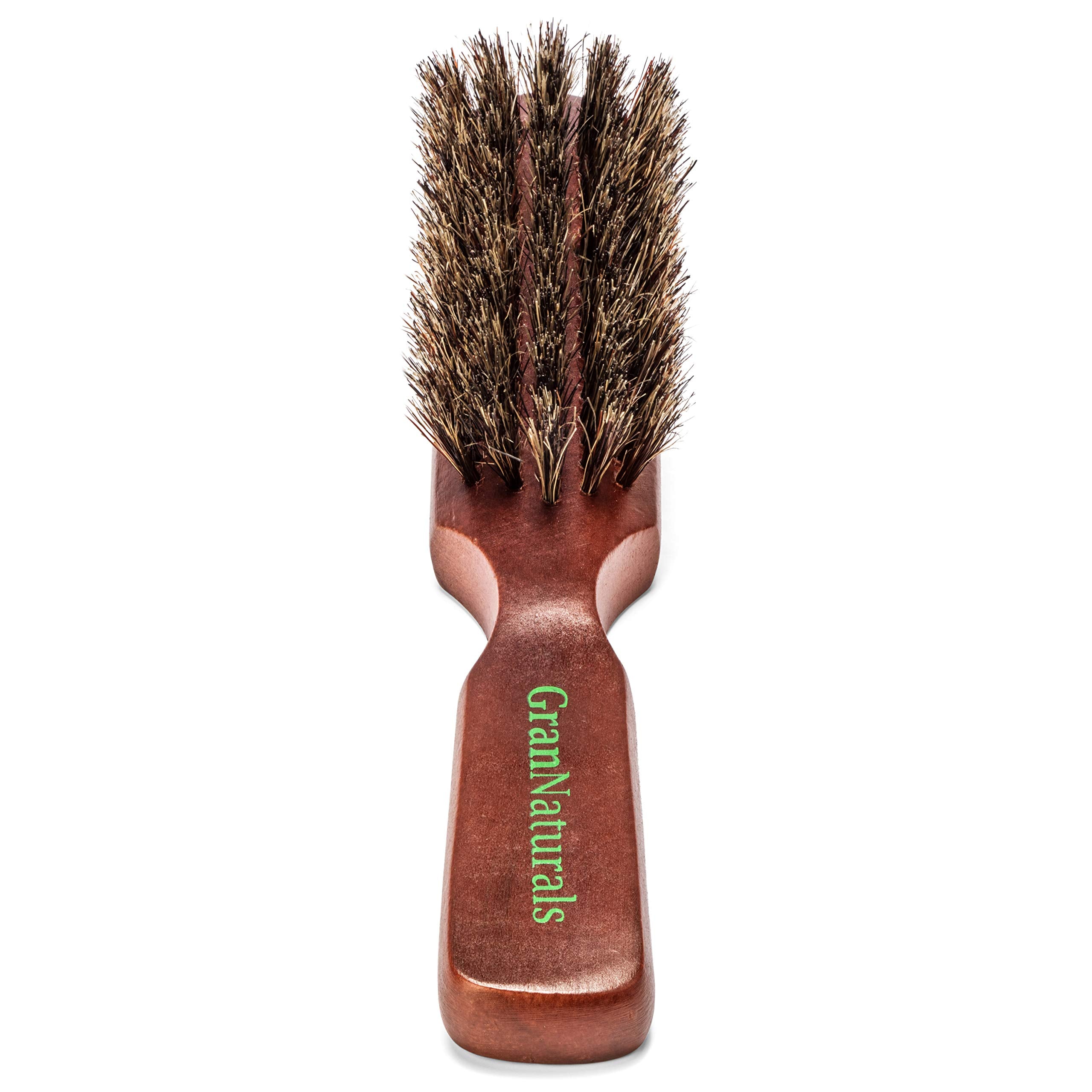 Grannaturals Mens Boar Bristle Hair Brush-Natural Brown Wooden Club Style For Men Styling Beard Hairbrush Fine, Thin Or Thick